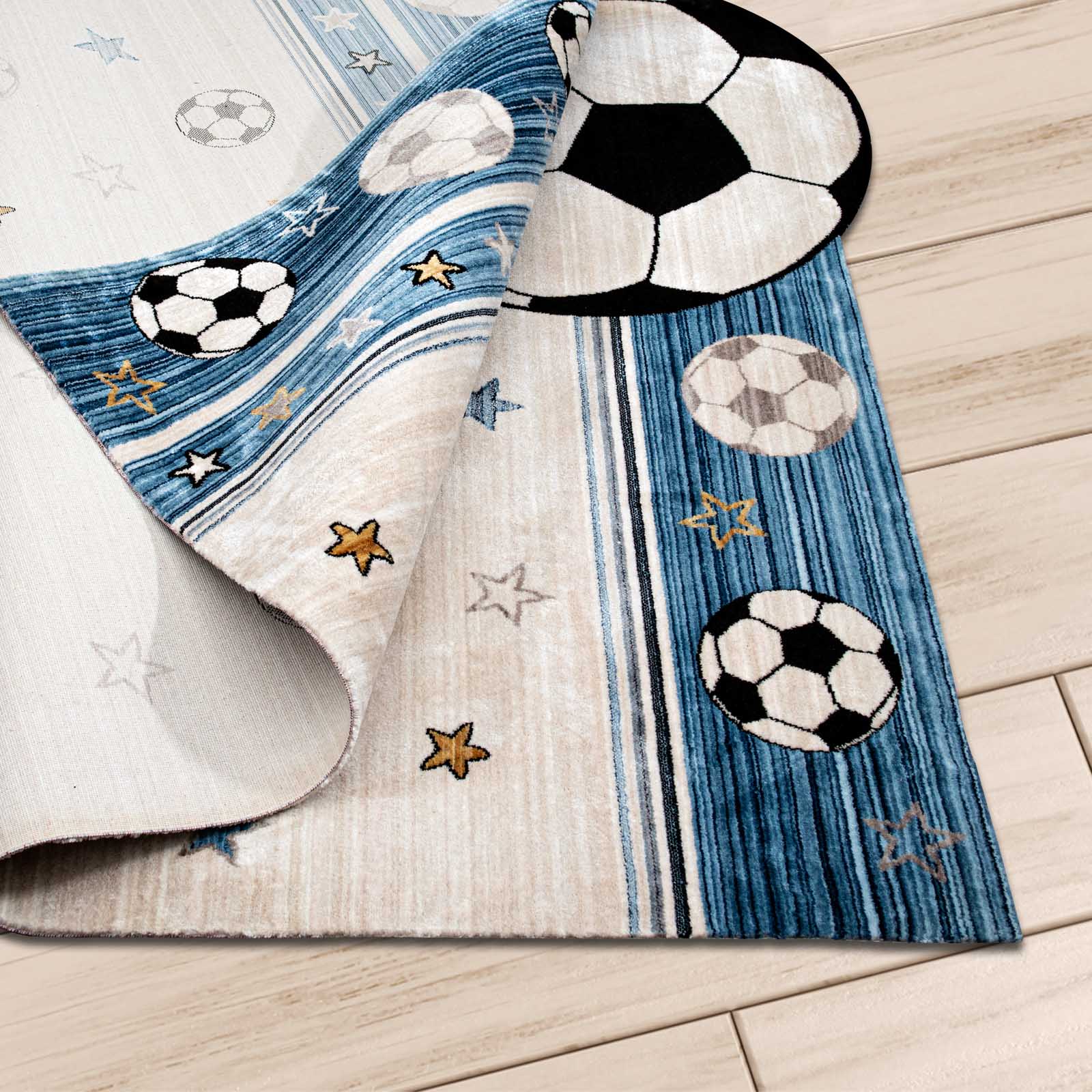 Angora Home Kids Futboltopu Desenli Mavi Çocuk Halısı - 3