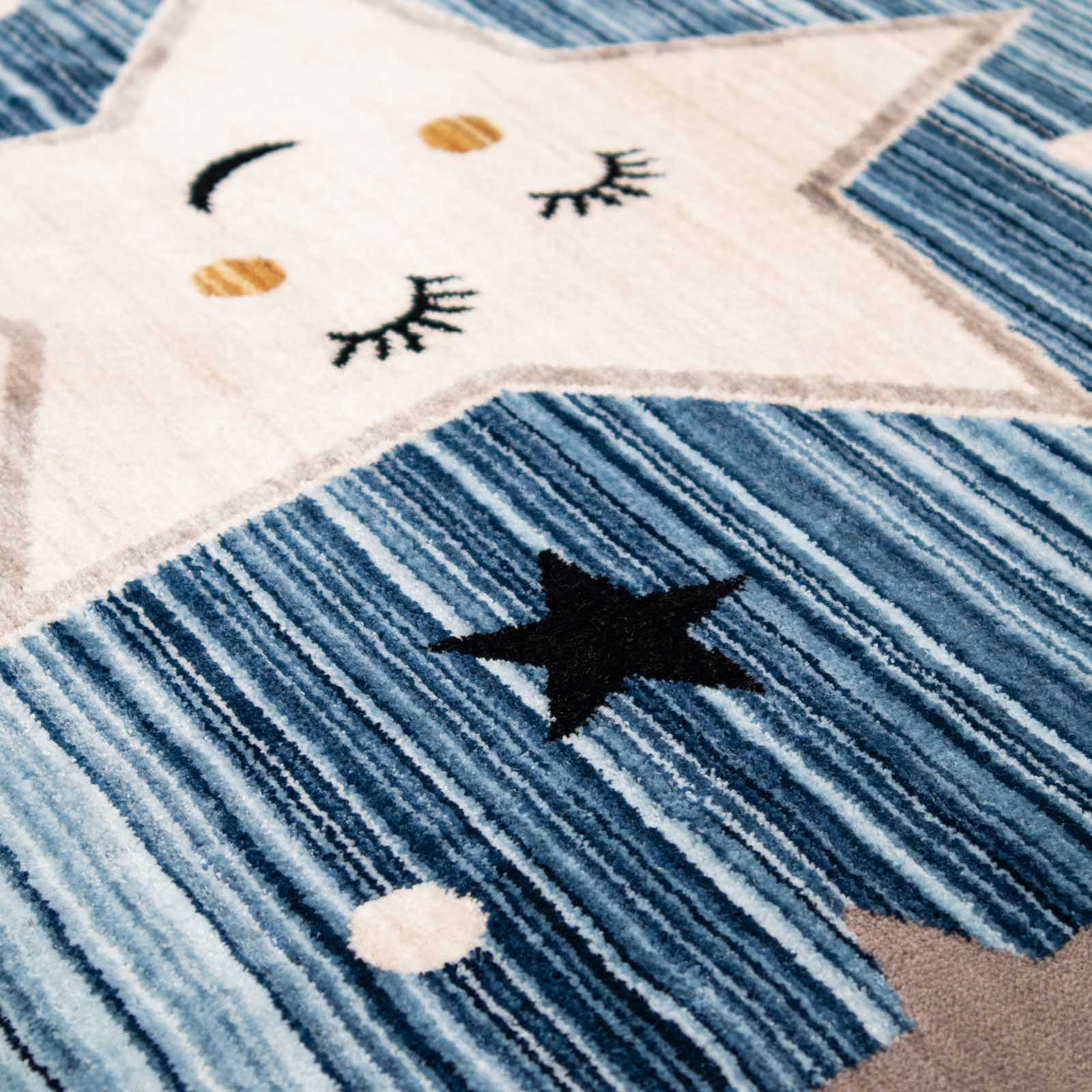 Angora Home Kids Yıldız Desenli Oval Mavi Çocuk Halısı - 6