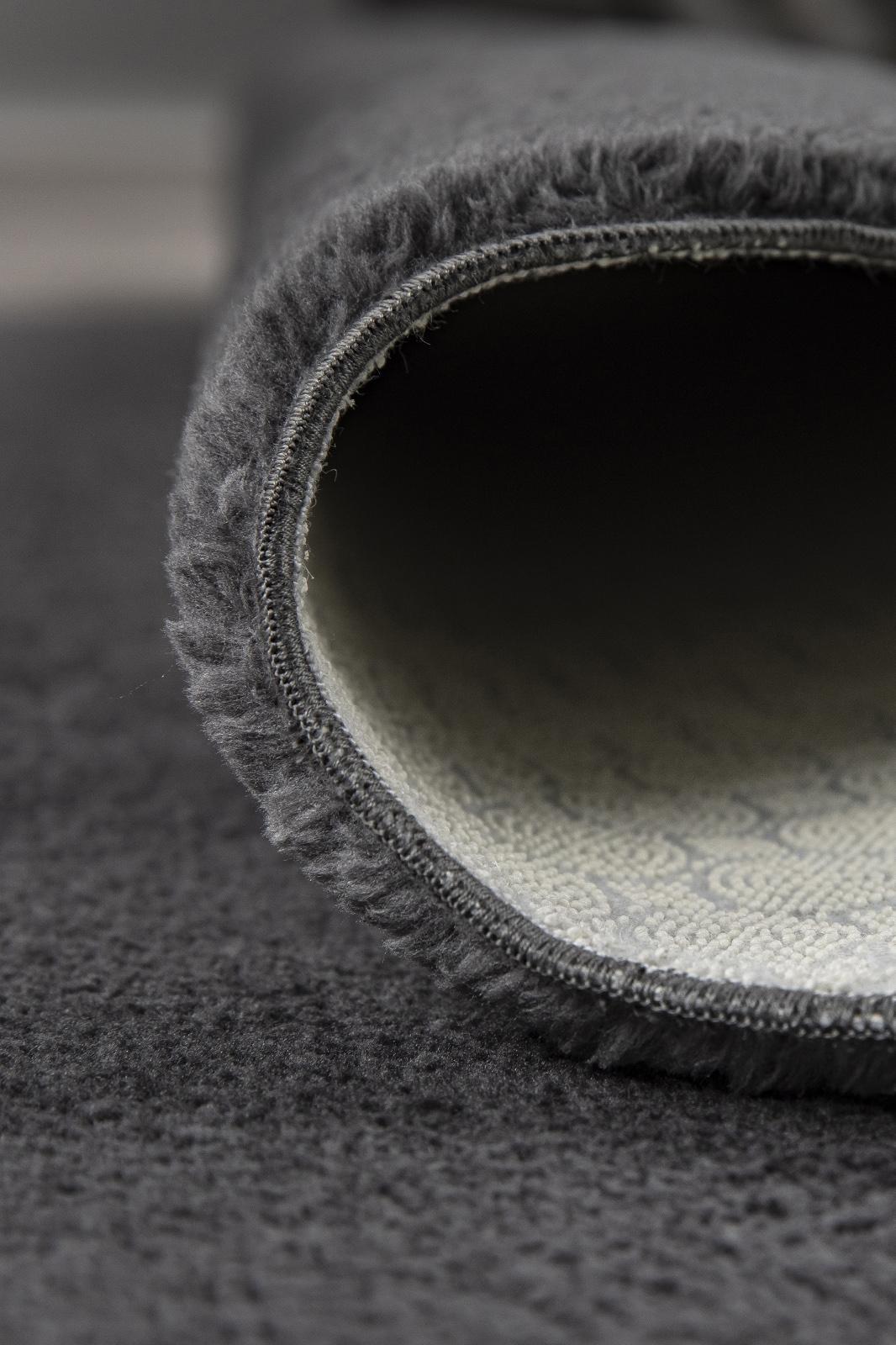 Angorahome Peluş Kaymaz Taban Koyu Gri Post Halı - 4