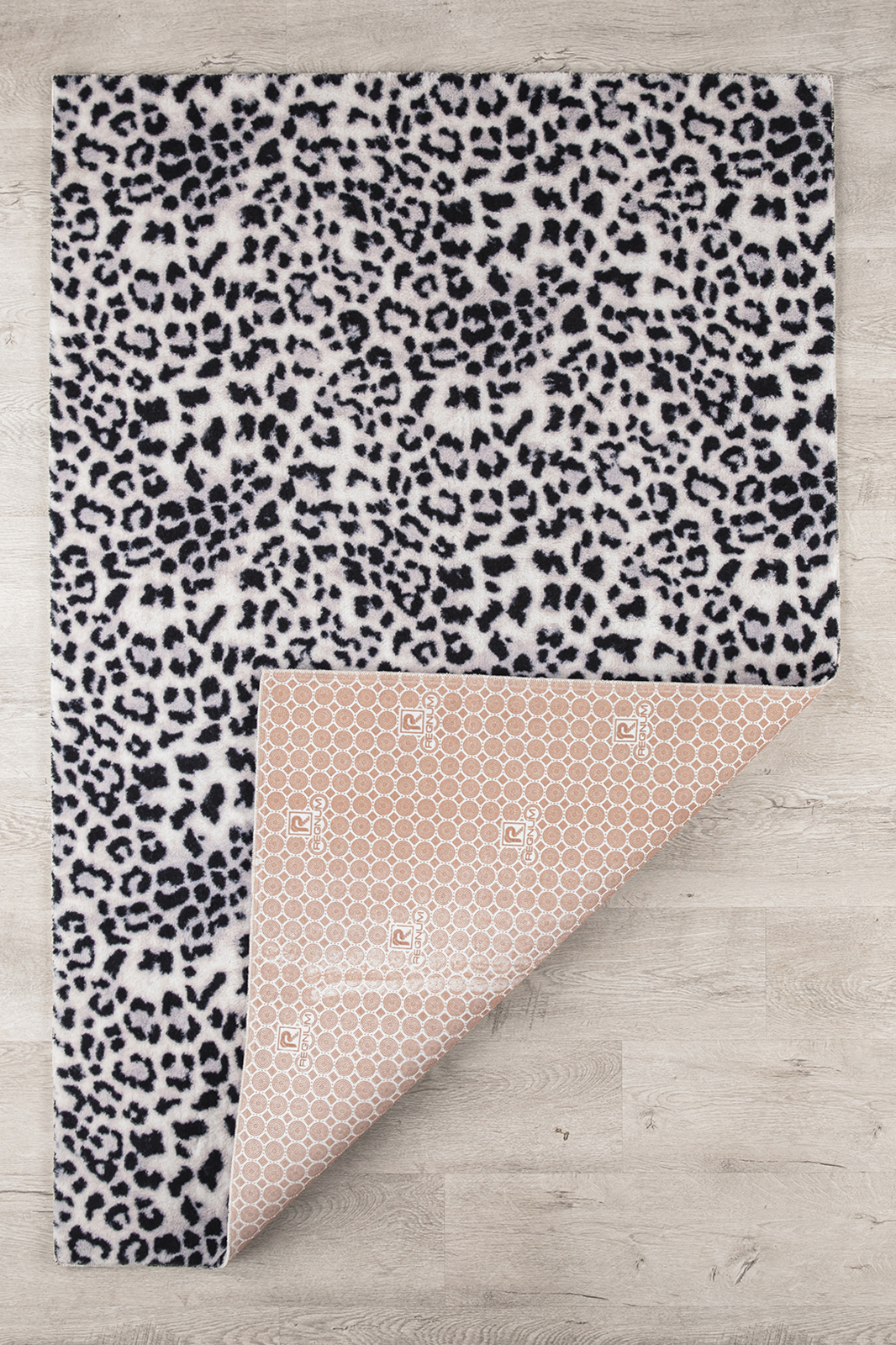 Angorahome Peluş Kaymaz Taban Leopar Siyah Post Halı - 6