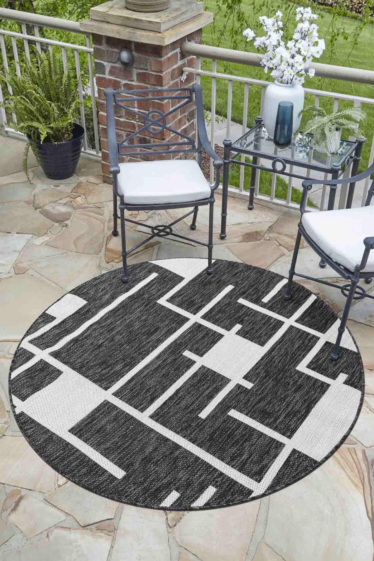 Angorahome Avlu Koleksiyonu Dokuma Makine Halısı AV1002 120 x 120 Yuvarlak - 2