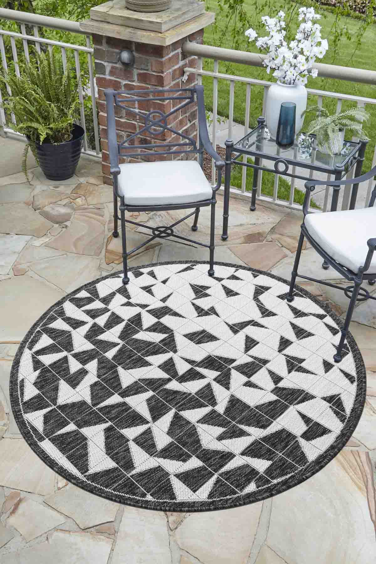 Angorahome Avlu Koleksiyonu Dokuma Makine Halısı AV1004 120 x 120 Yuvarlak - 2