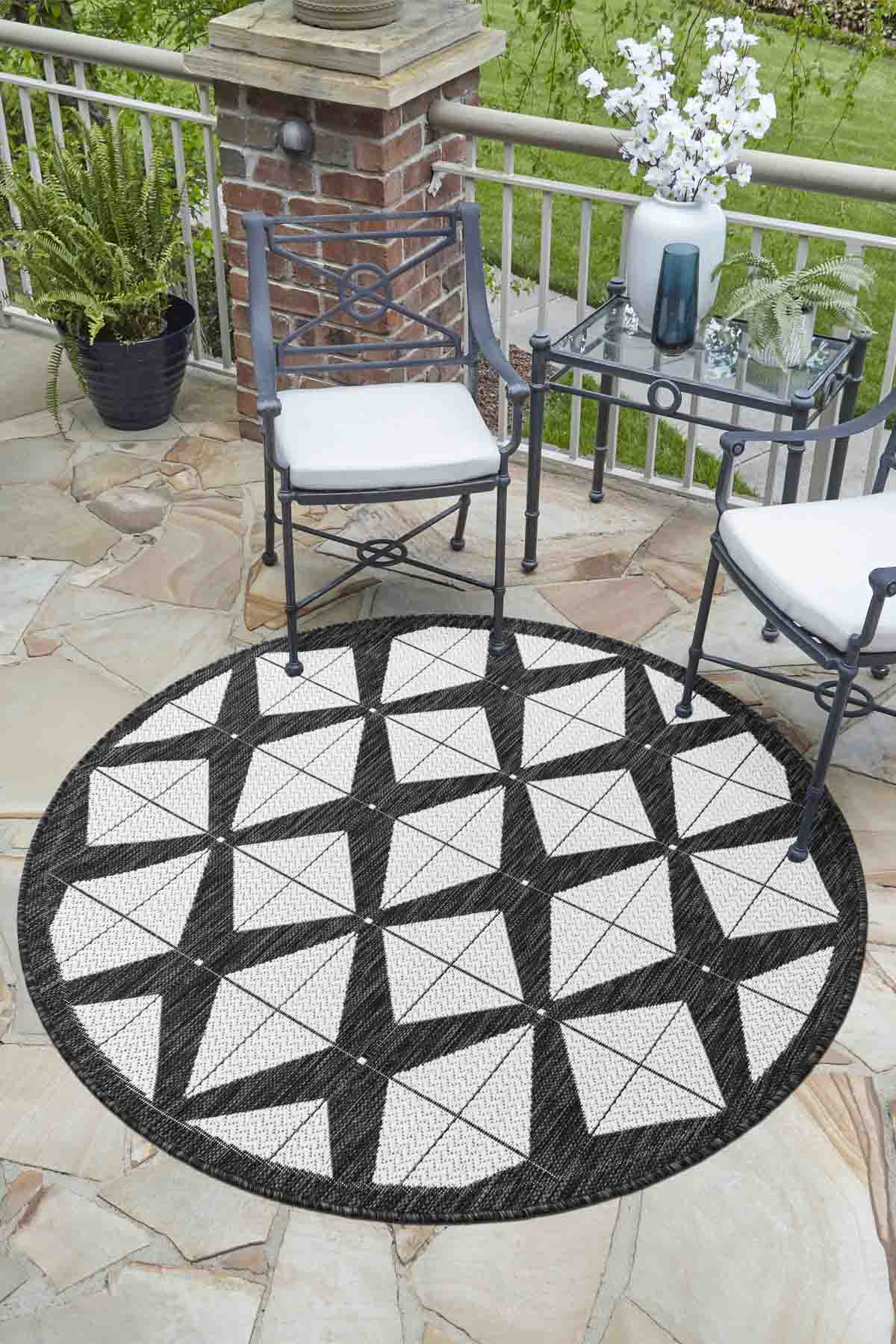 Angorahome Avlu Koleksiyonu Dokuma Makine Halısı AV1007 120 x 120 Yuvarlak - 2