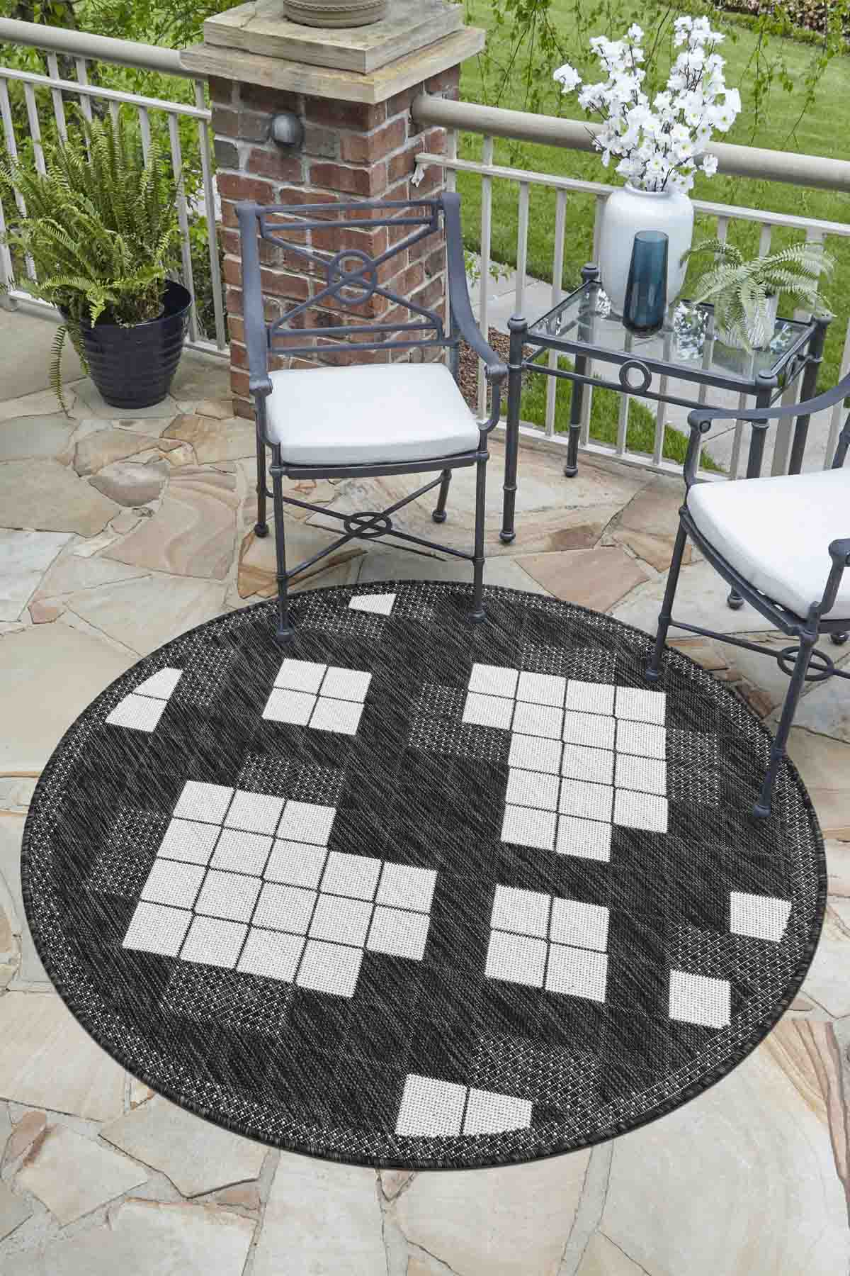 Angorahome Avlu Koleksiyonu Dokuma Makine Halısı AV1011 120 x 120 Yuvarlak - 2