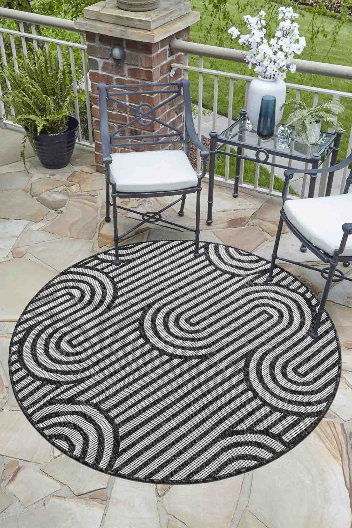 Angorahome Avlu Koleksiyonu Dokuma Makine Halısı AV1012 120 x 120 Yuvarlak - 2