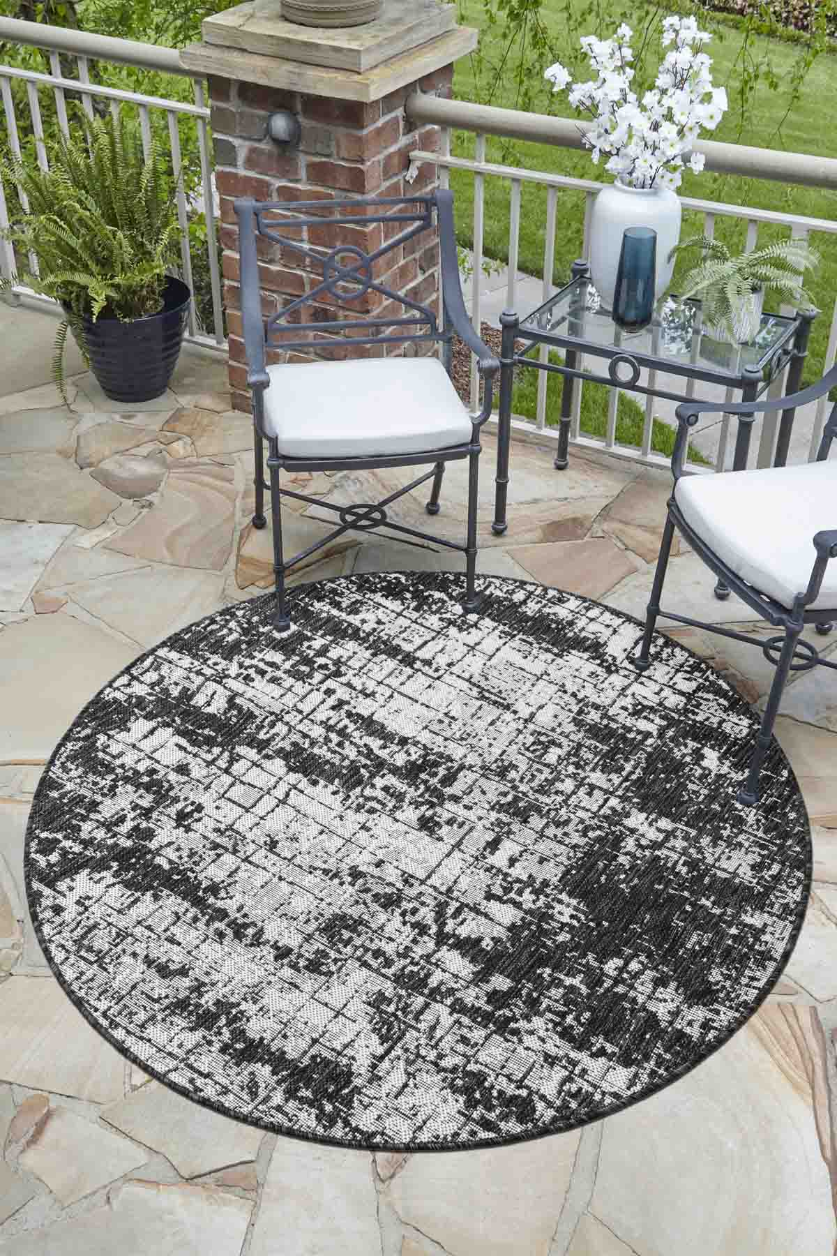 Angorahome Avlu Koleksiyonu Dokuma Makine Halısı AV1013 120 x 120 Yuvarlak - 2