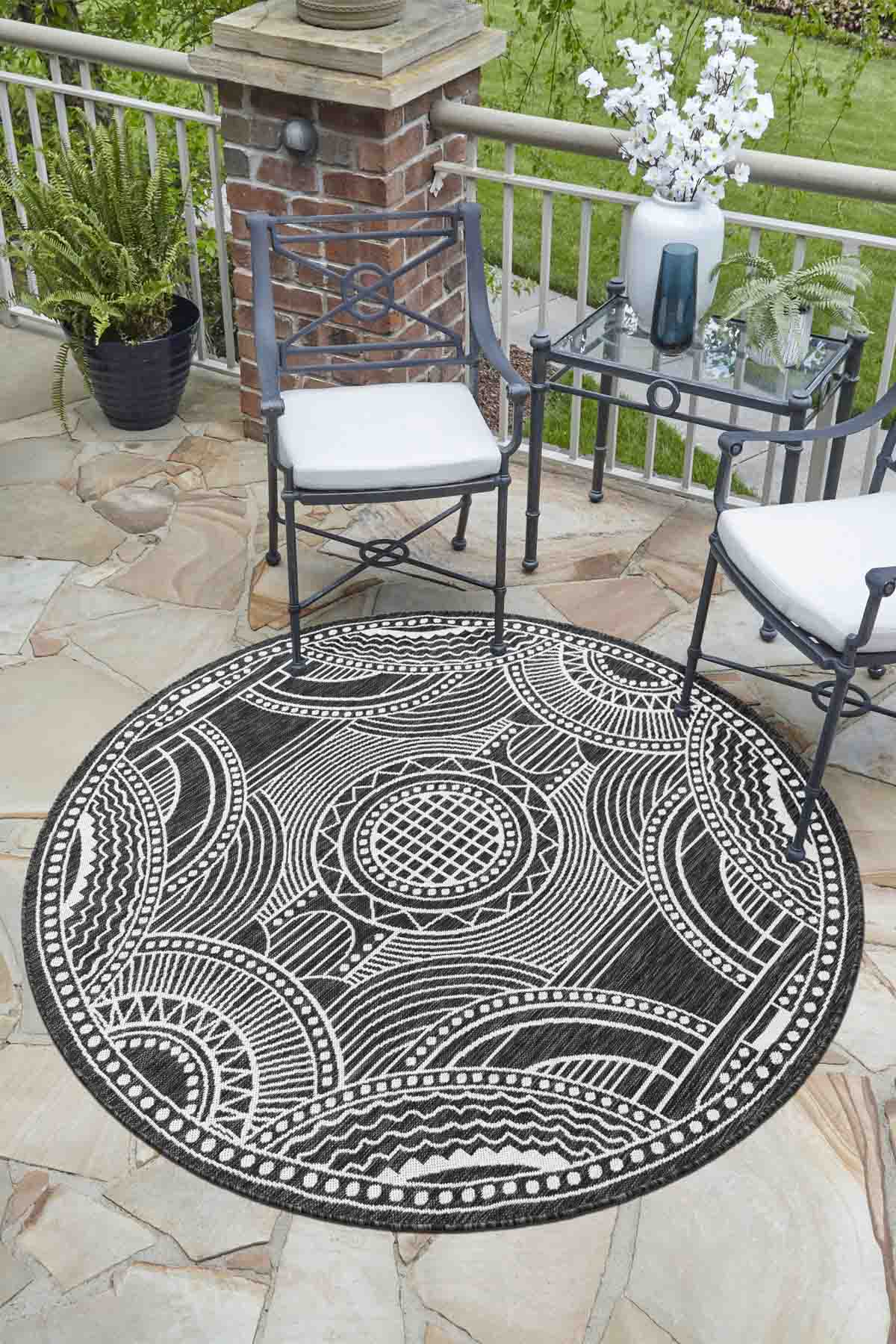 Angorahome Avlu Koleksiyonu Dokuma Makine Halısı AV1014 120 x 120 Yuvarlak - 2