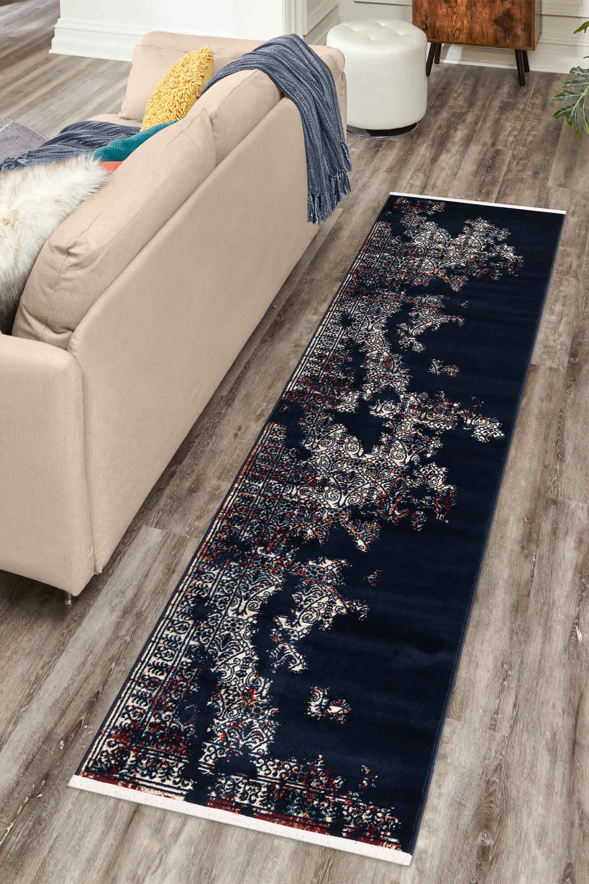 Angorahome Ethnic Dokuma Makine Halısı 1915NVY 80 x 305 Dikdörtgen - 5