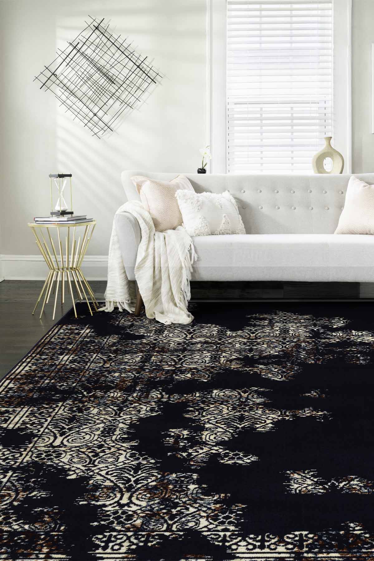 Angorahome Ethnic Dokuma Makine Halısı 1915NVY 160 x 245 Dikdörtgen - 2