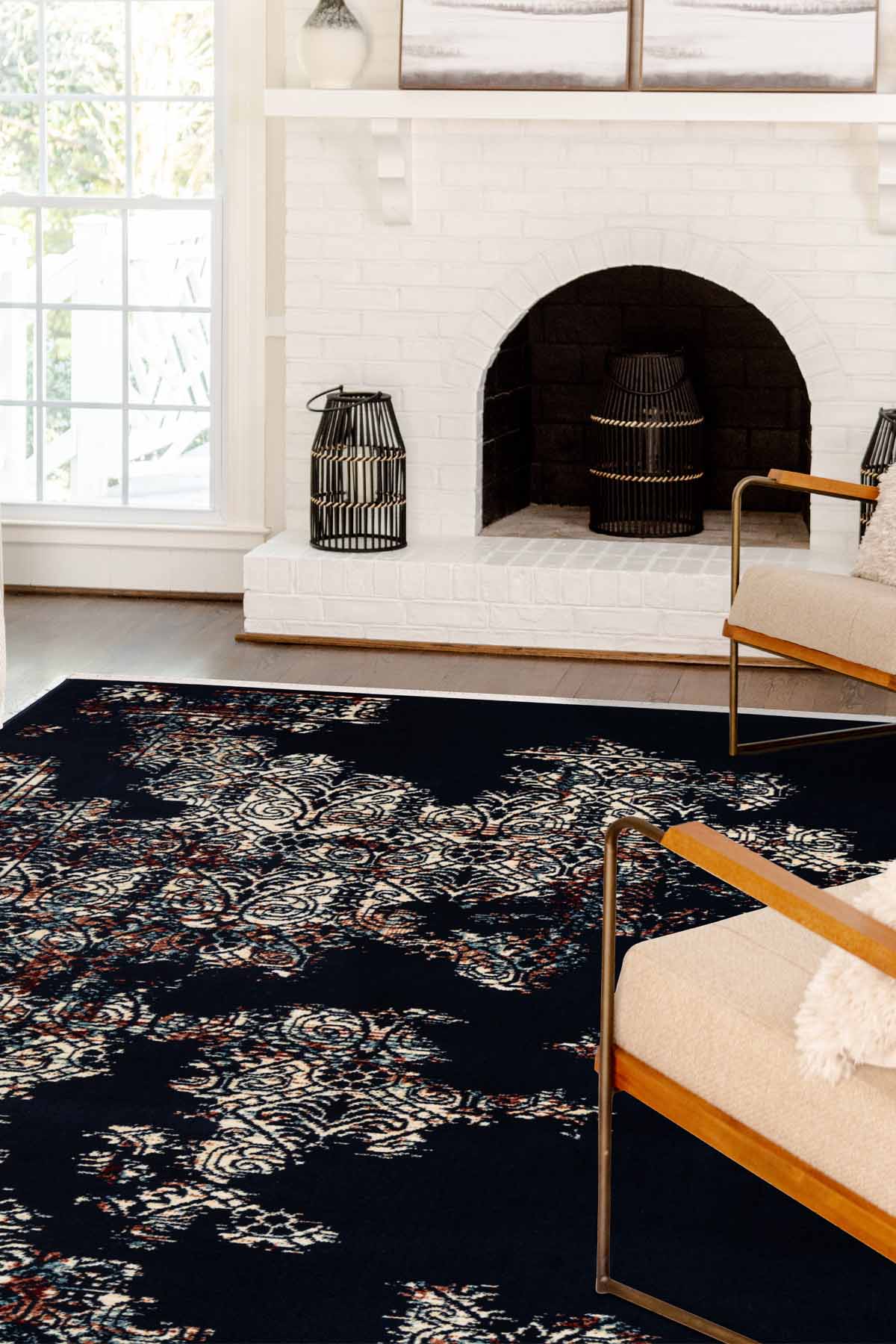 Angorahome Ethnic Dokuma Makine Halısı 1915NVY 160 x 245 Dikdörtgen - 4