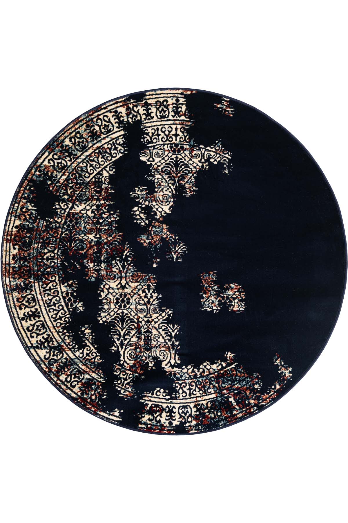 Angorahome Ethnic Dokuma Makine Halısı 1915NVY 160 x 160 Yuvarlak - 10