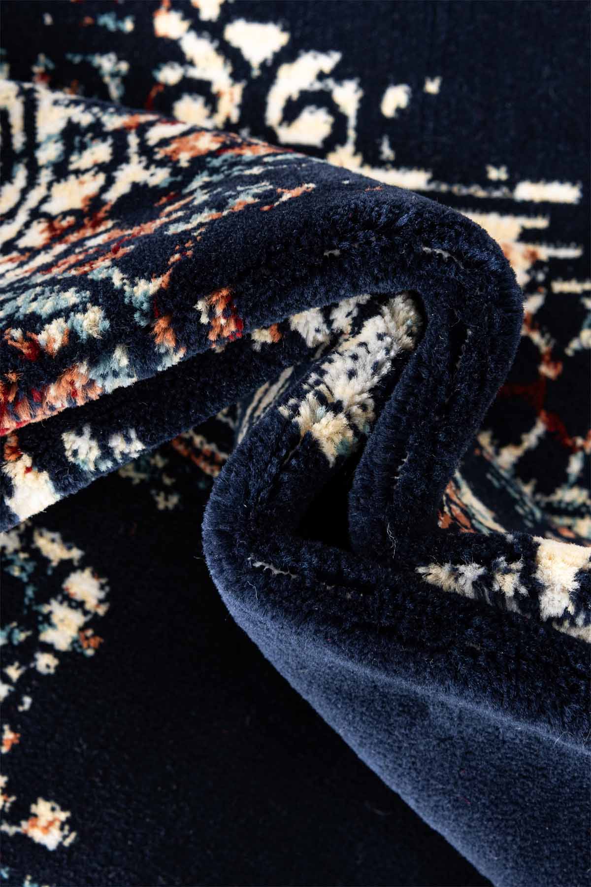 Angorahome Ethnic Dokuma Makine Halısı 1915NVY 160 x 160 Yuvarlak - 8