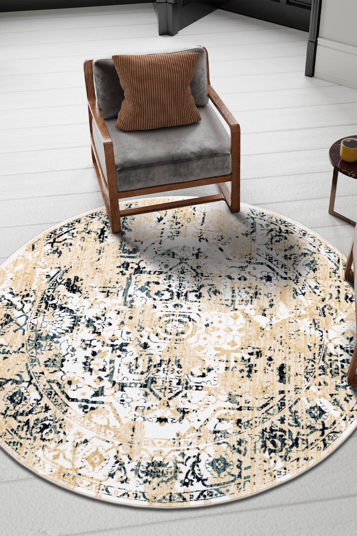 Angorahome Ethnic Dokuma Makine Halısı 1920KR 160 x 160 Yuvarlak - 3