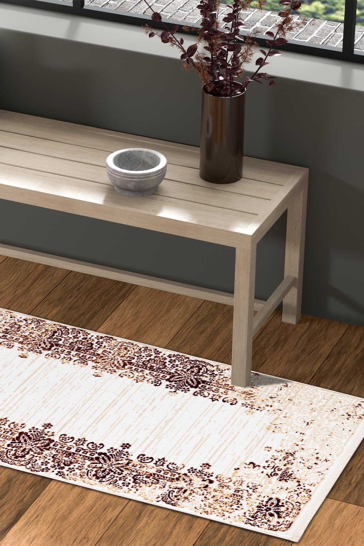 Angorahome Ethnic Dokuma Makine Halısı 1921KR 80 x 305 Dikdörtgen - 3