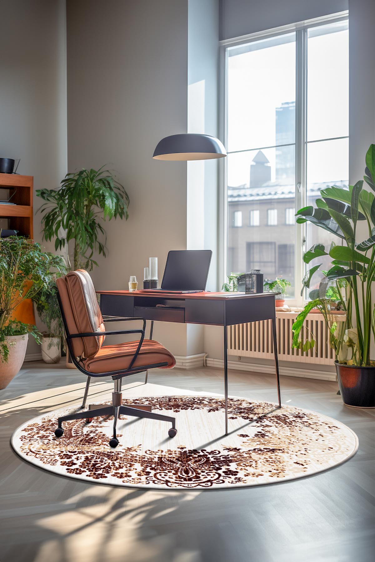 Angorahome Ethnic Dokuma Makine Halısı 1921KR 160 x 160 Yuvarlak - 3