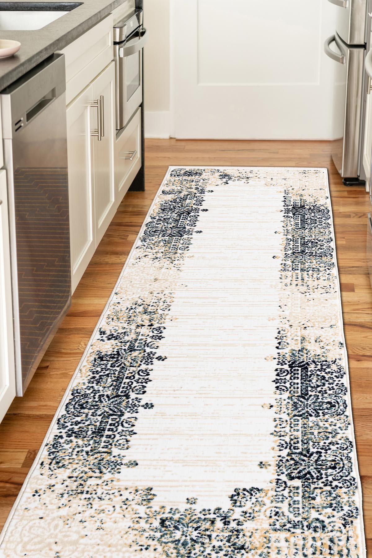 Angorahome Ethnic Dokuma Makine Halısı 1922NVY 80 x 305 Dikdörtgen - 3