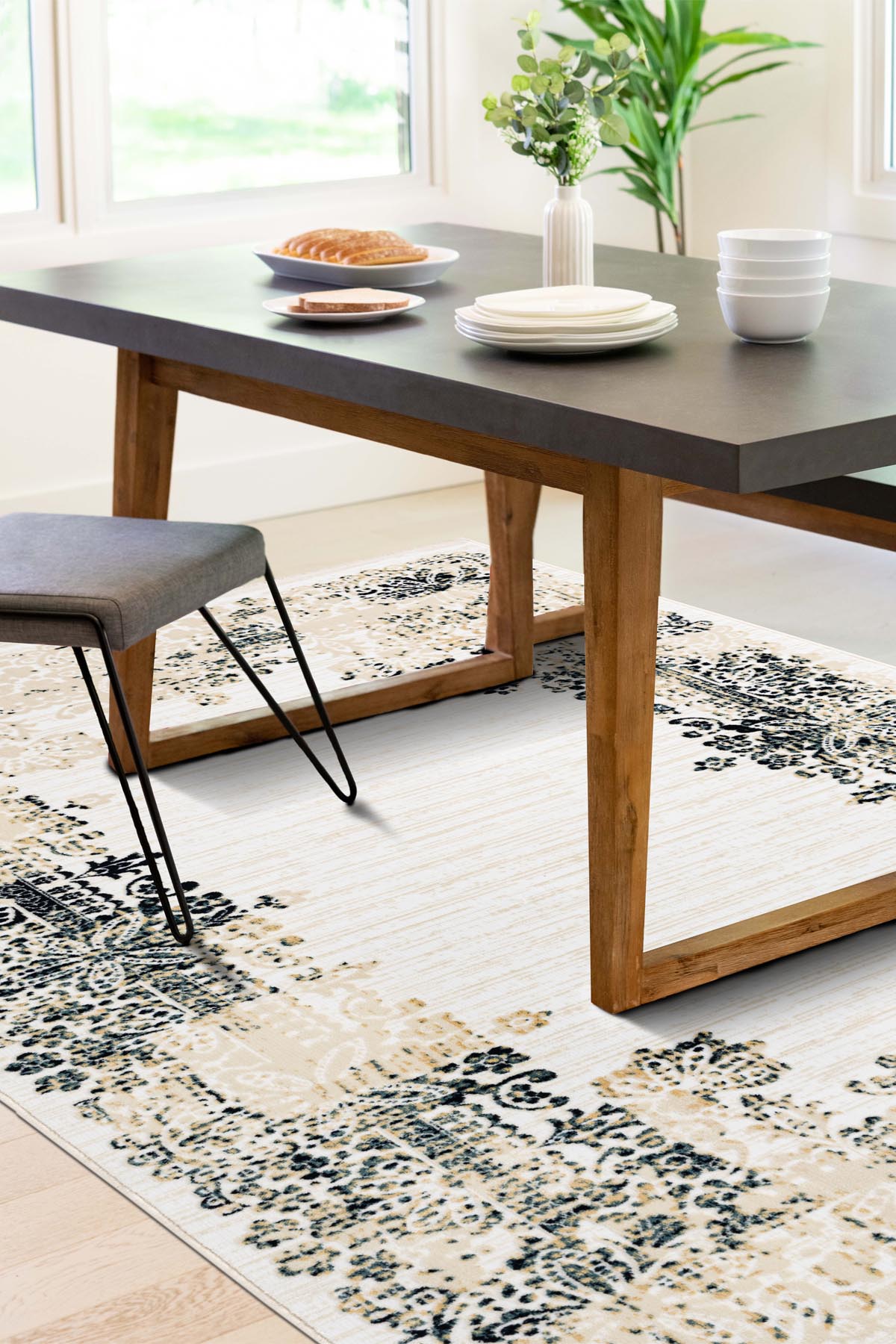 Angorahome Ethnic Dokuma Makine Halısı 1922NVY 215 x 305 Dikdörtgen - 3