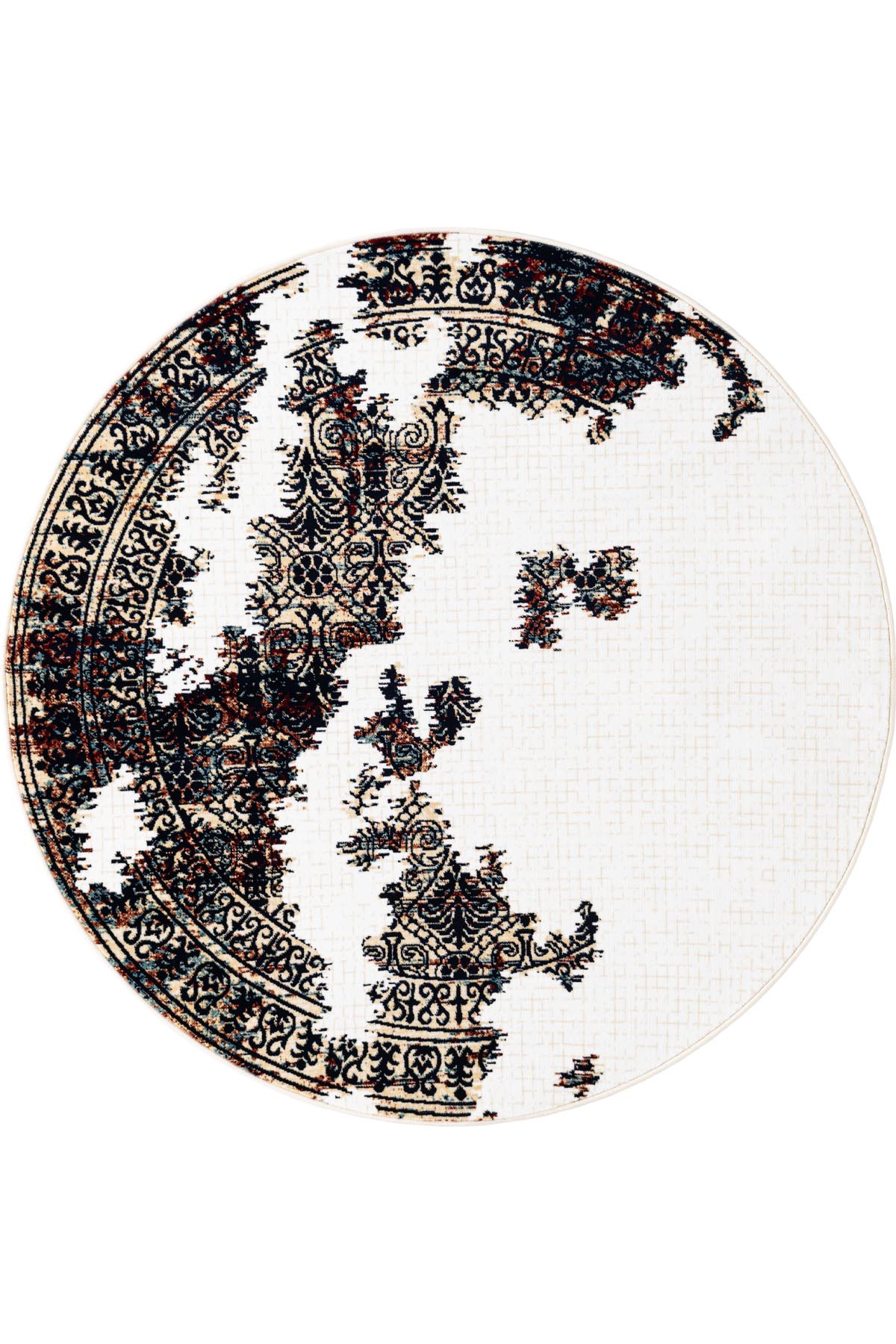 Angorahome Ethnic Dokuma Makine Halısı 1939KR 160 x 160 Yuvarlak - 10