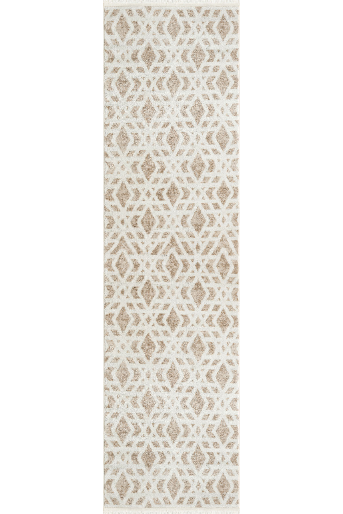 Angorahome Life Makine Halısı 6010 Bej 100 x 300 Saçaklı - 6