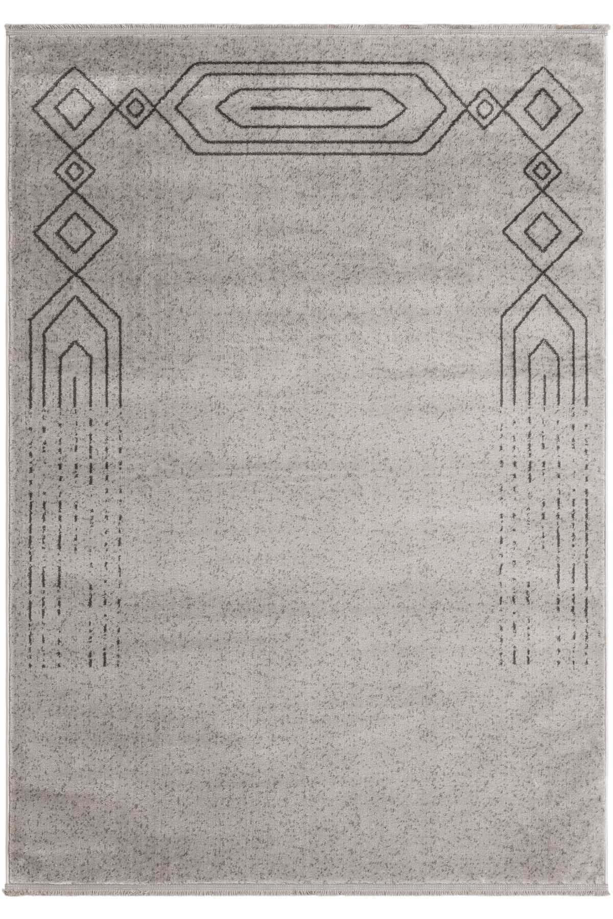 Angorahome Life Makine Halısı 6091 Gri 160 x 230 Saçaklı - 6