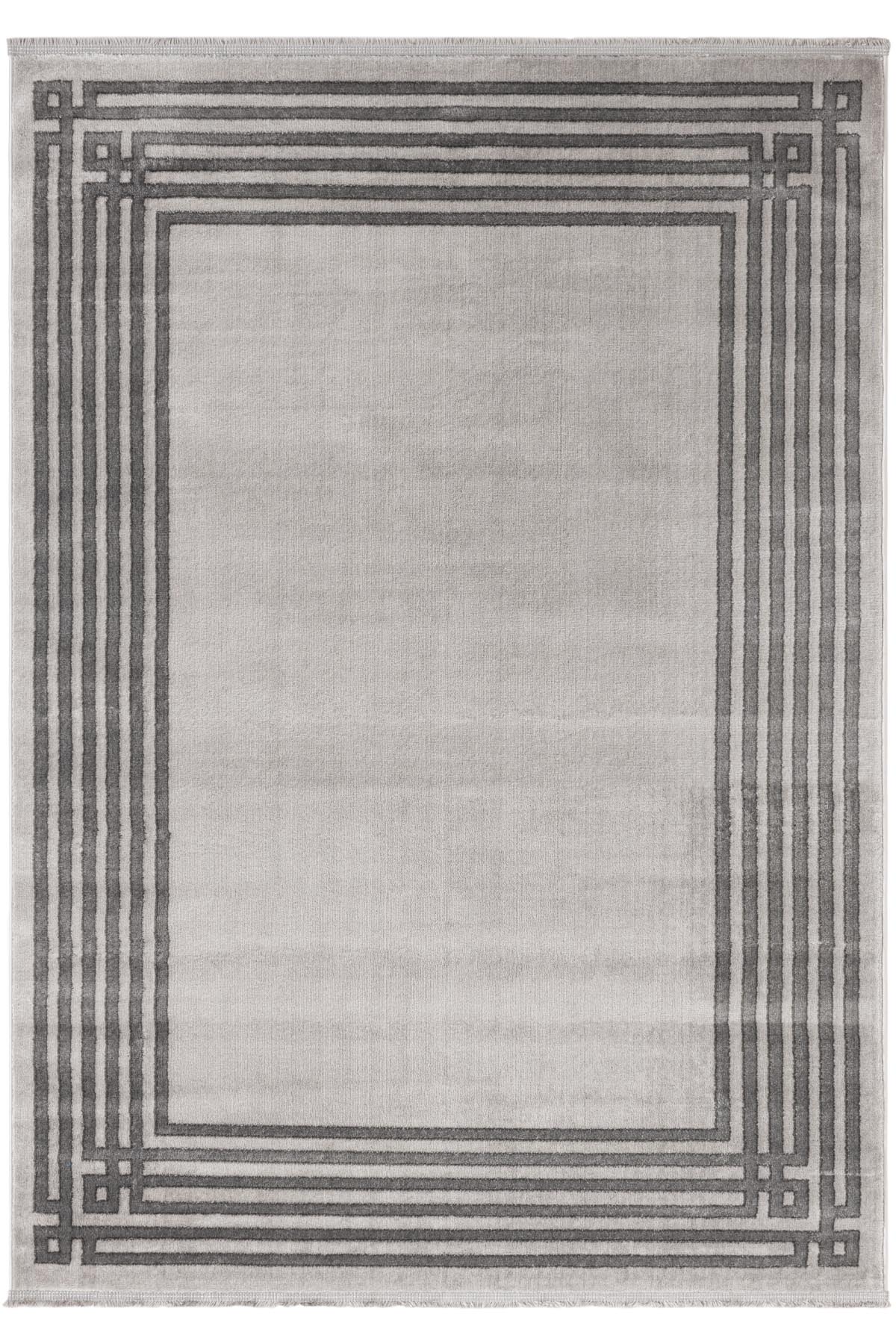 Angorahome Life Makine Halısı 6100 Gri 160 x 230 Saçaklı - 6