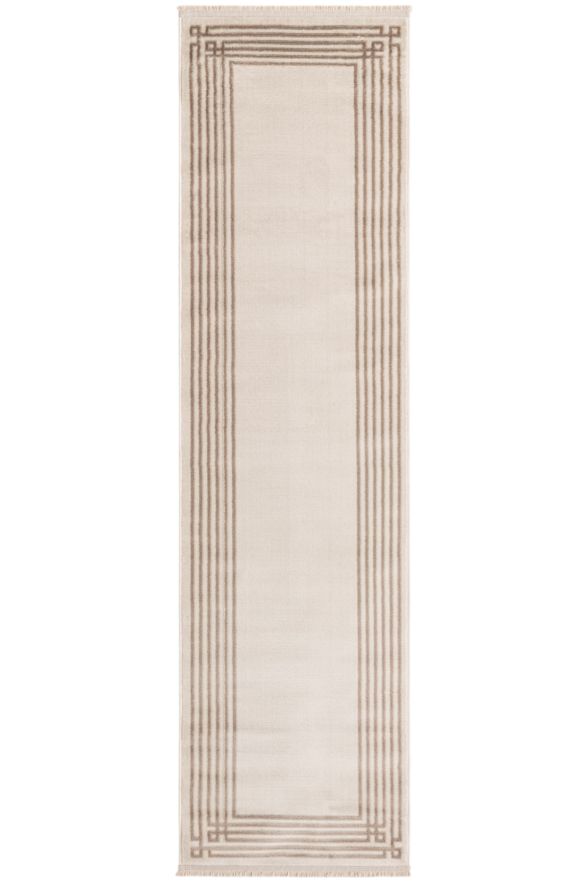 Angorahome Life Makine Halısı 6102 Bej 100 x 300 Saçaklı - 6