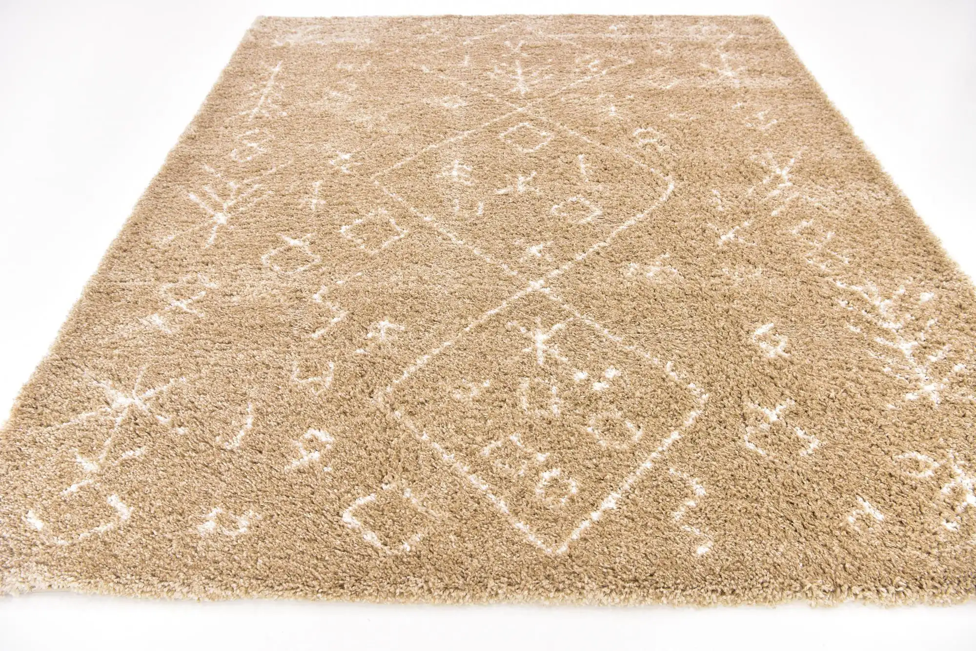 Angorahome Marrakesh Shaggy Makine Halısı 1456B Bej - 11