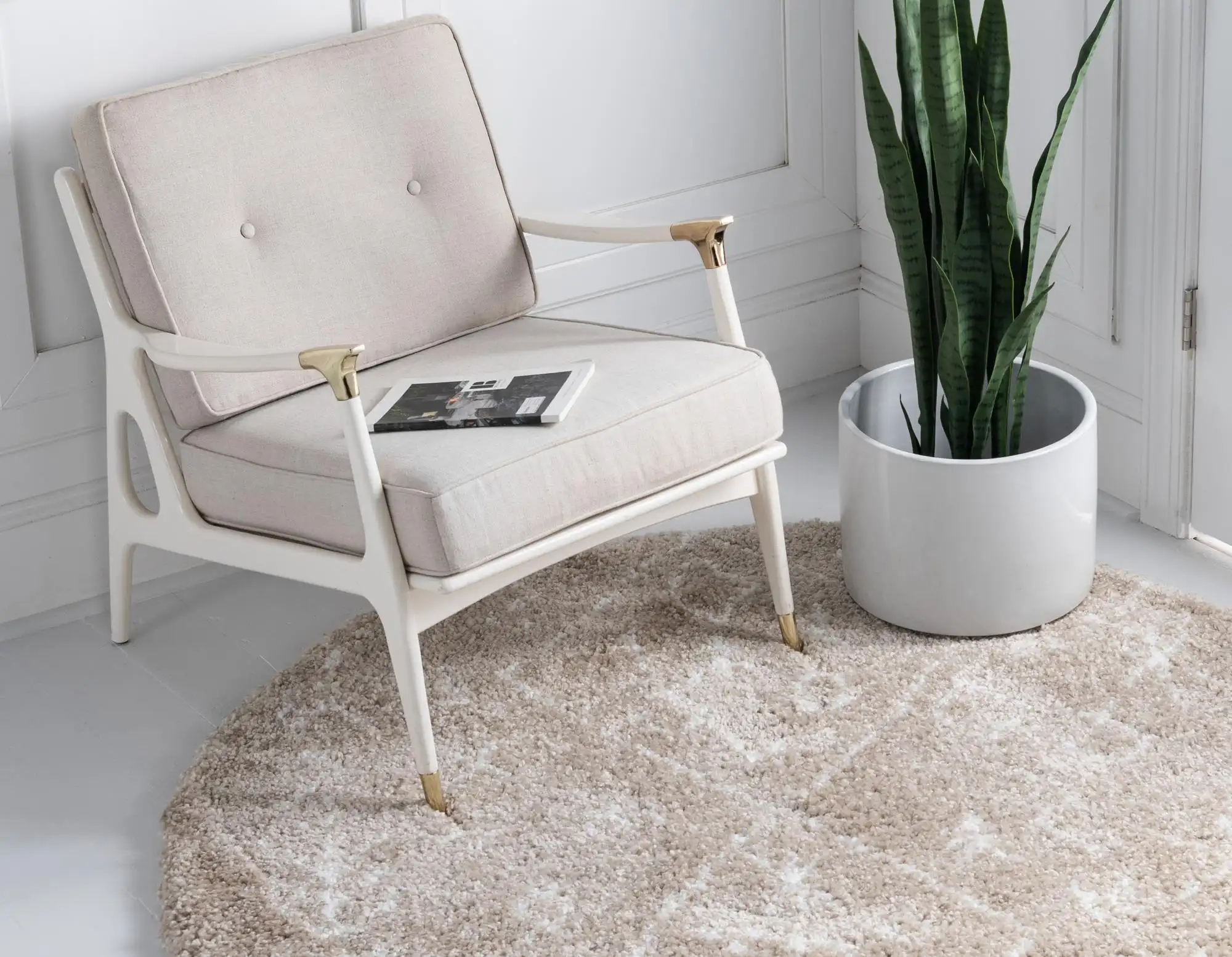 Angorahome Marrakesh Shaggy Makine Halısı 1456B Bej - 2