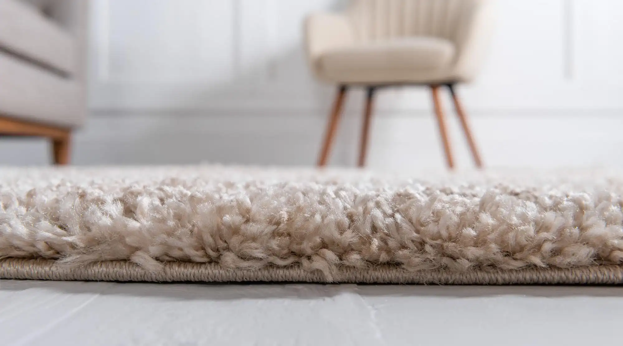 Angorahome Marrakesh Shaggy Makine Halısı 1456B Bej - 4