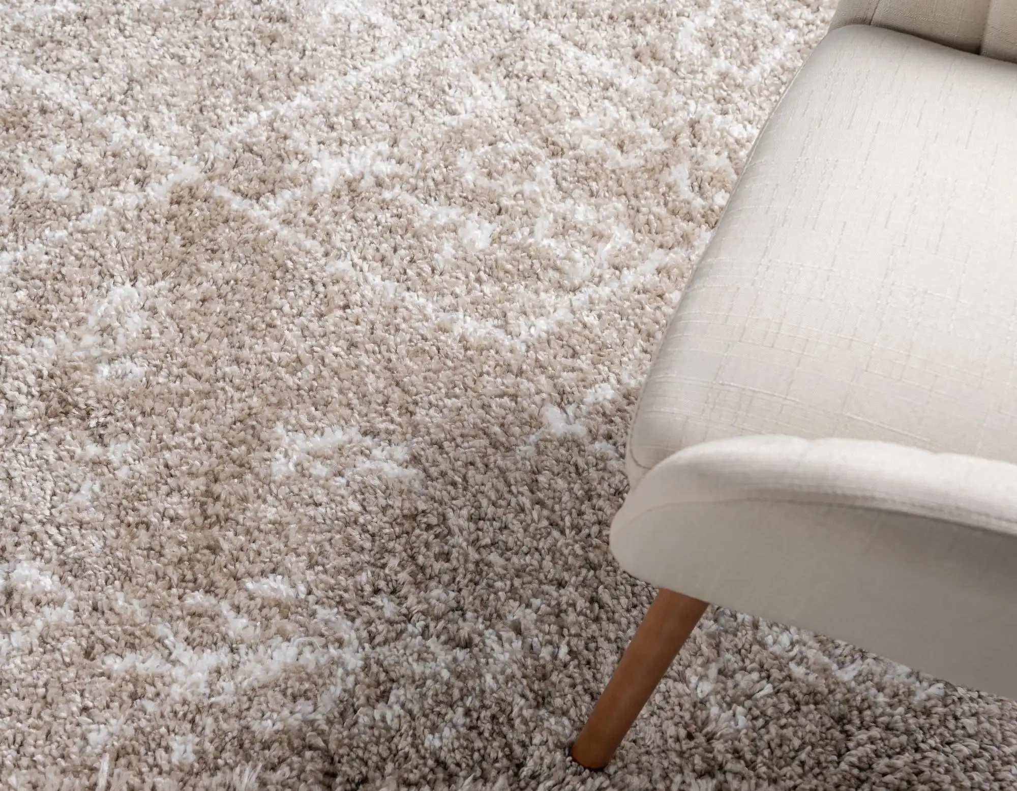 Angorahome Marrakesh Shaggy Makine Halısı 1456B Bej - 5