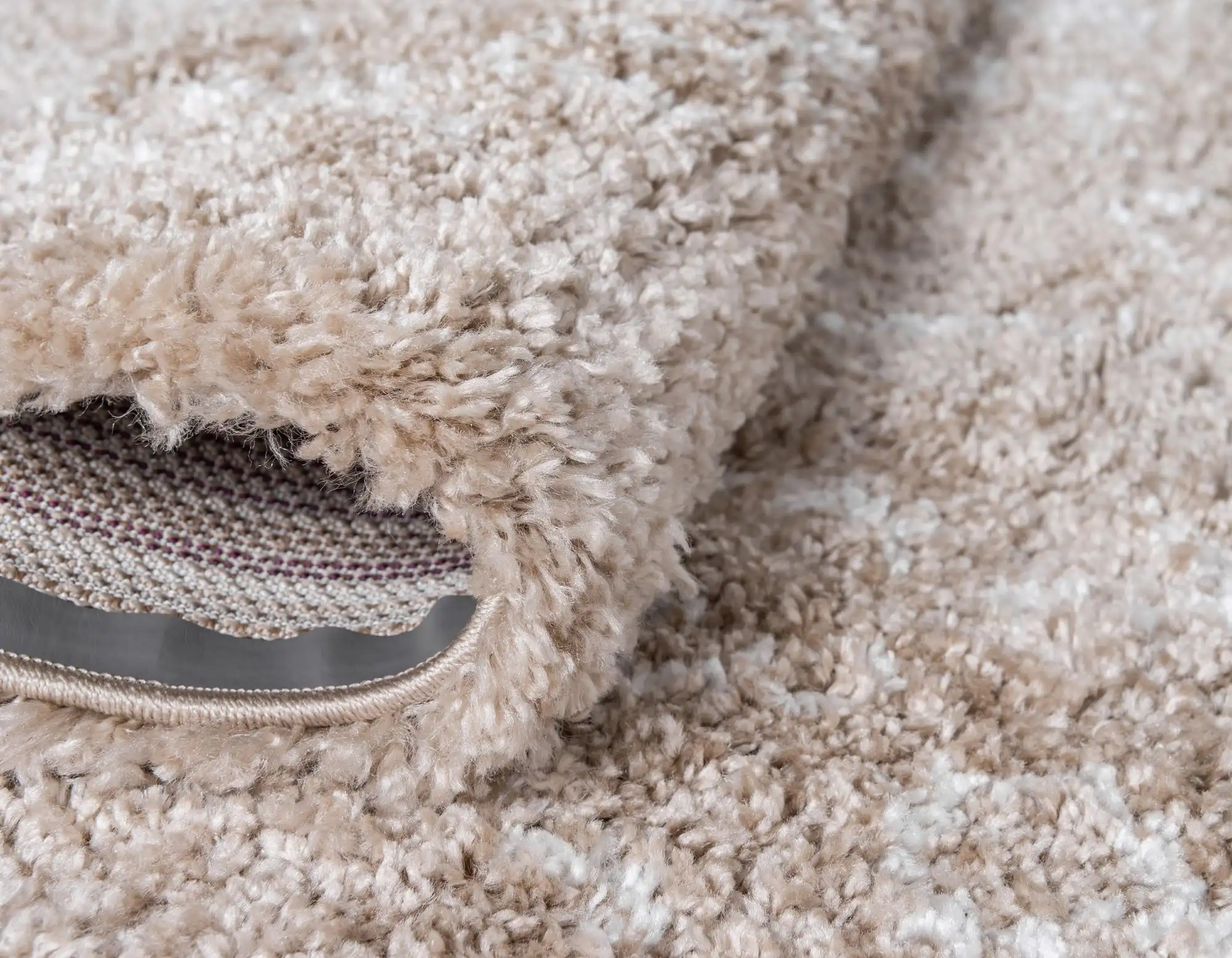 Angorahome Marrakesh Shaggy Makine Halısı 1456B Bej - 6