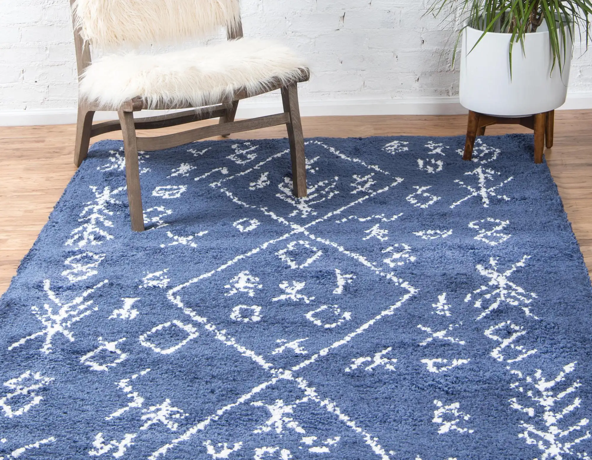 Angorahome Marrakesh Shaggy Makine Halısı 1456C Lacivert - 3