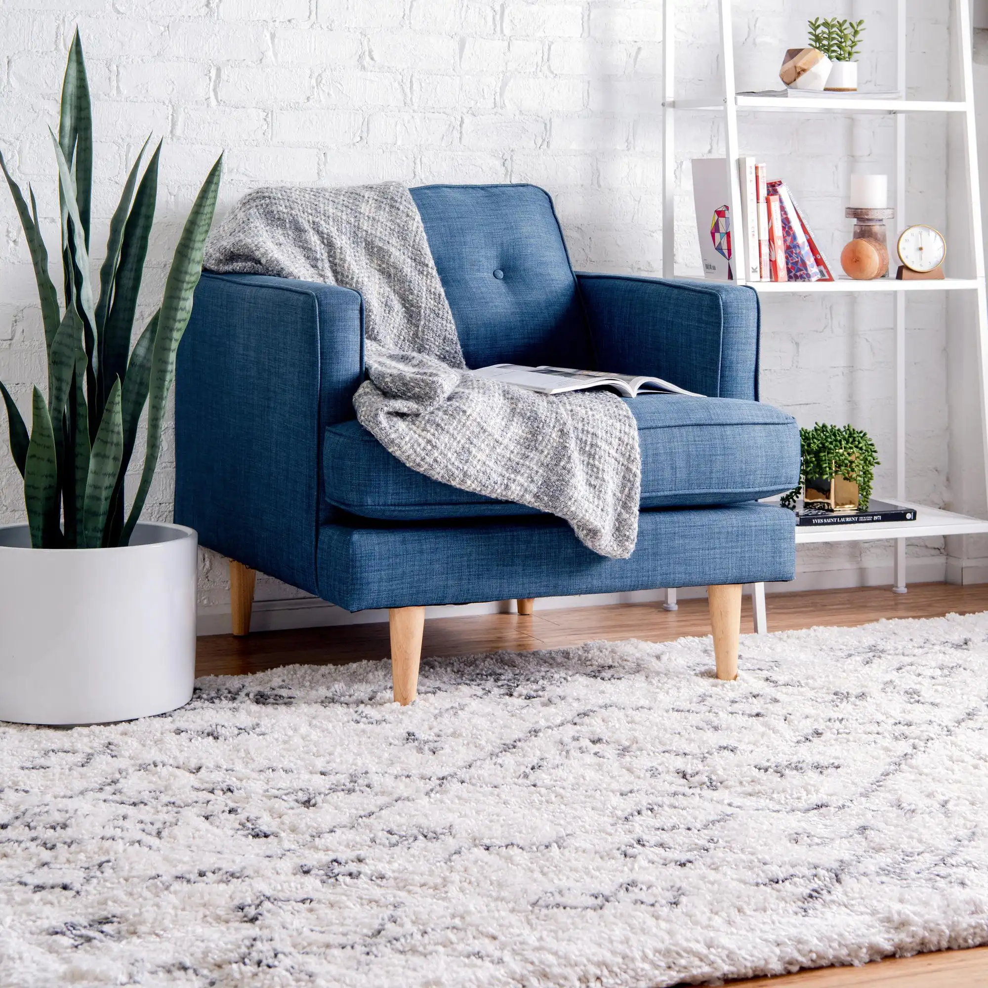 Angorahome Marrakesh Shaggy Makine Halısı 1456D Beyaz - 10