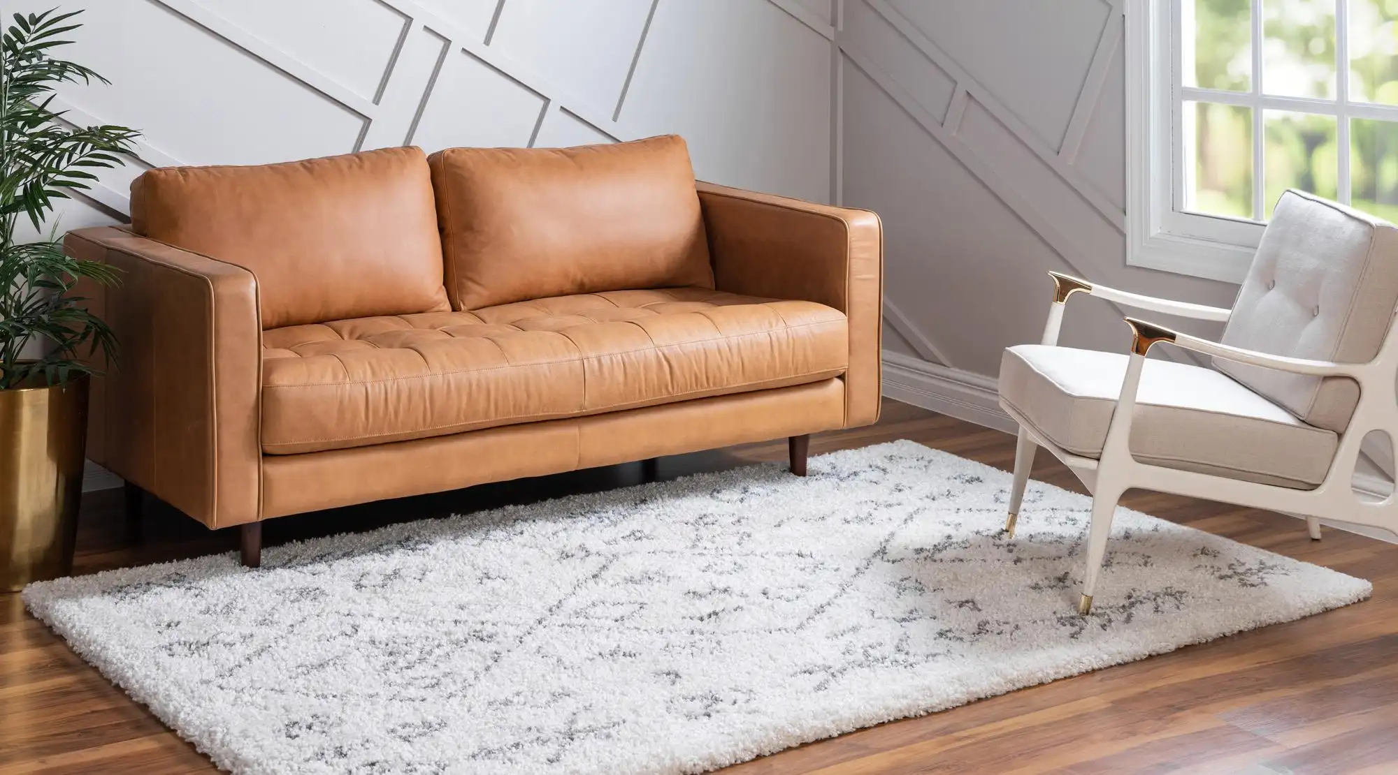 Angorahome Marrakesh Shaggy Makine Halısı 1456D Beyaz - 2