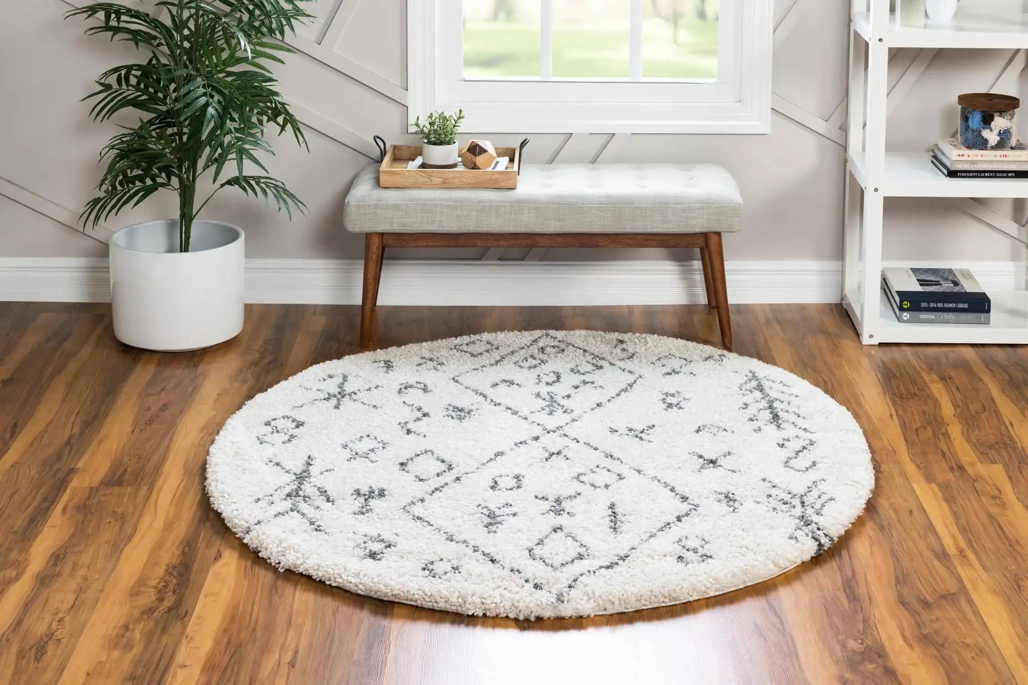 Angorahome Marrakesh Shaggy Makine Halısı 1456D Beyaz - 2