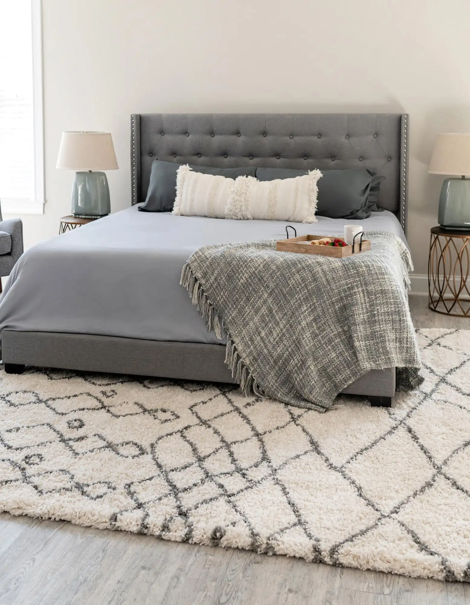 Angorahome Marrakesh Shaggy Makine Halısı 1458A Beyaz - 2