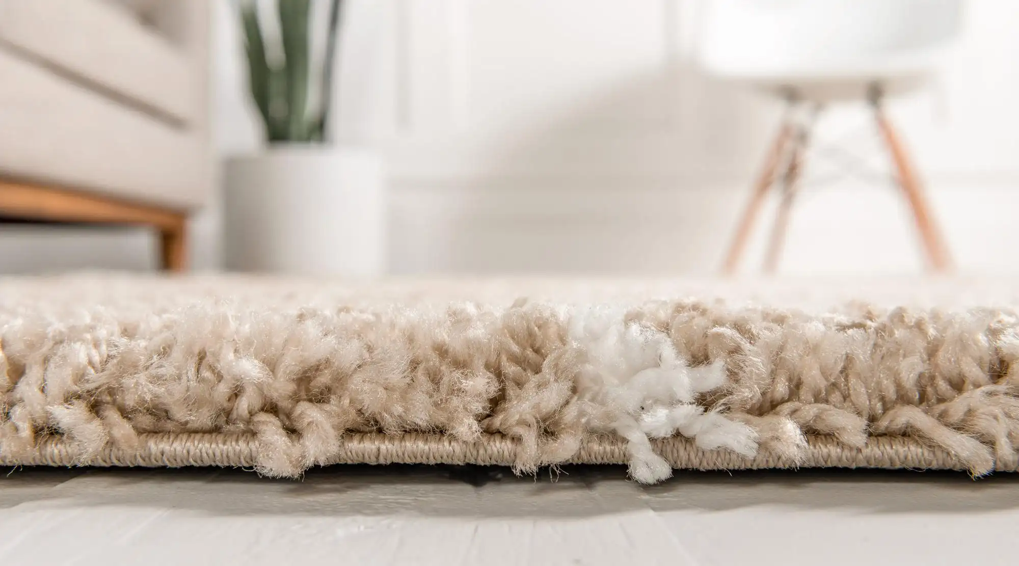 Angorahome Marrakesh Shaggy Makine Halısı 1458B Bej - 4