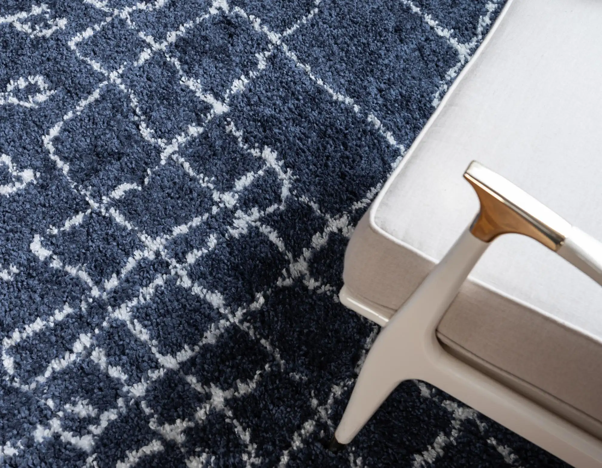 Angorahome Marrakesh Shaggy Makine Halısı 1458C Lacivert - 5