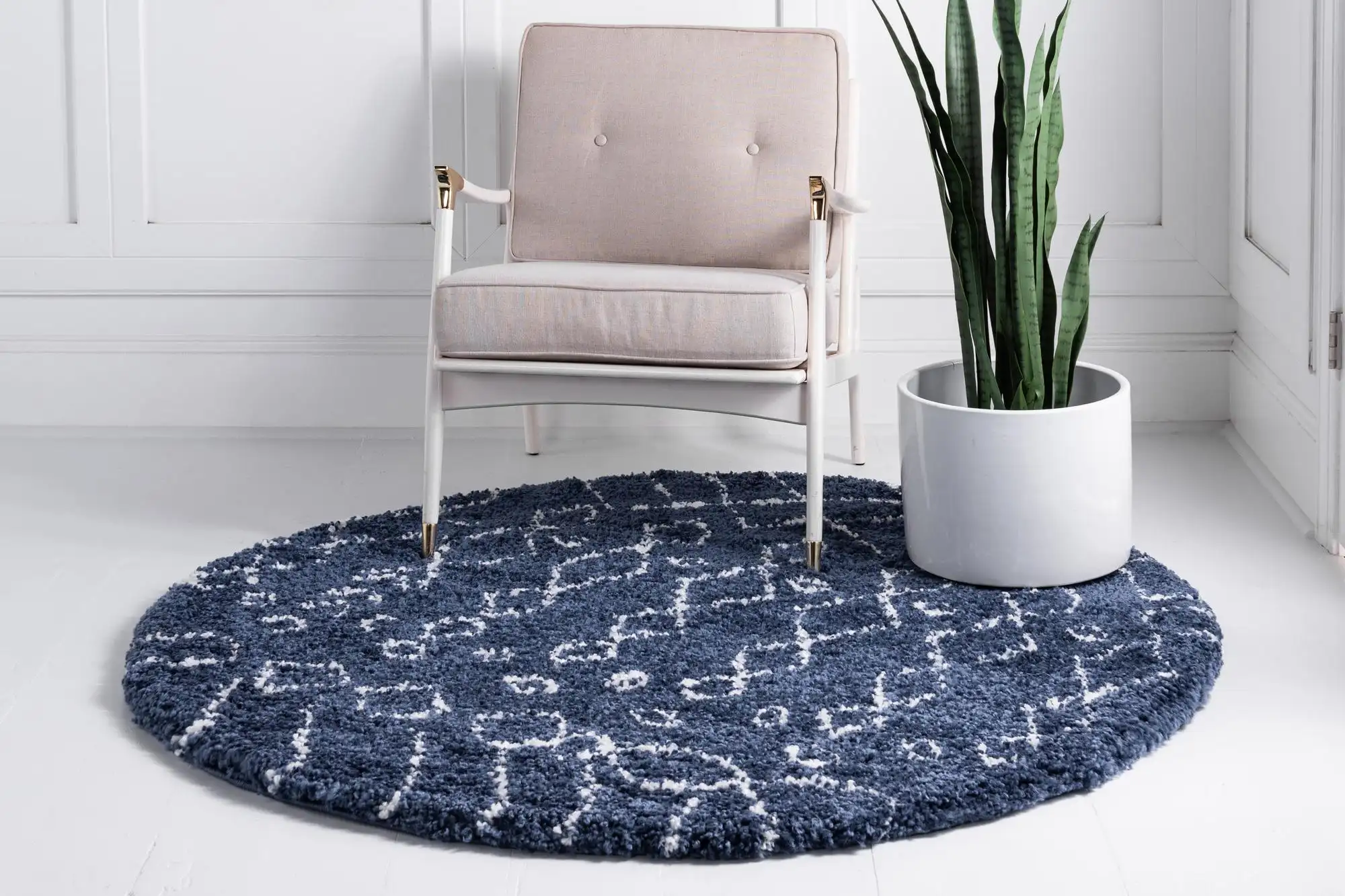 Angorahome Marrakesh Shaggy Makine Halısı 1458C Lacivert - 2