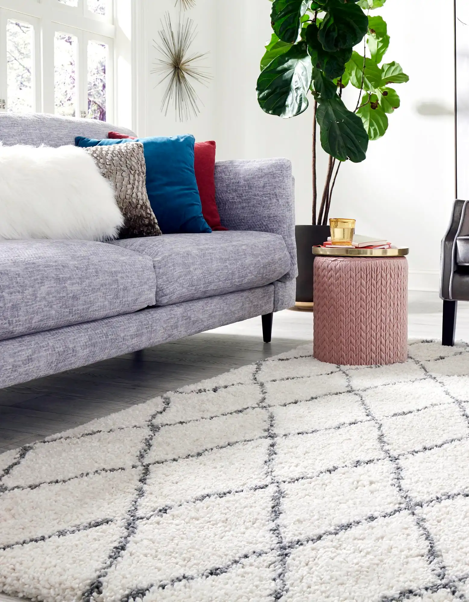 Angorahome Marrakesh Shaggy Makine Halısı 1459A Beyaz - 2