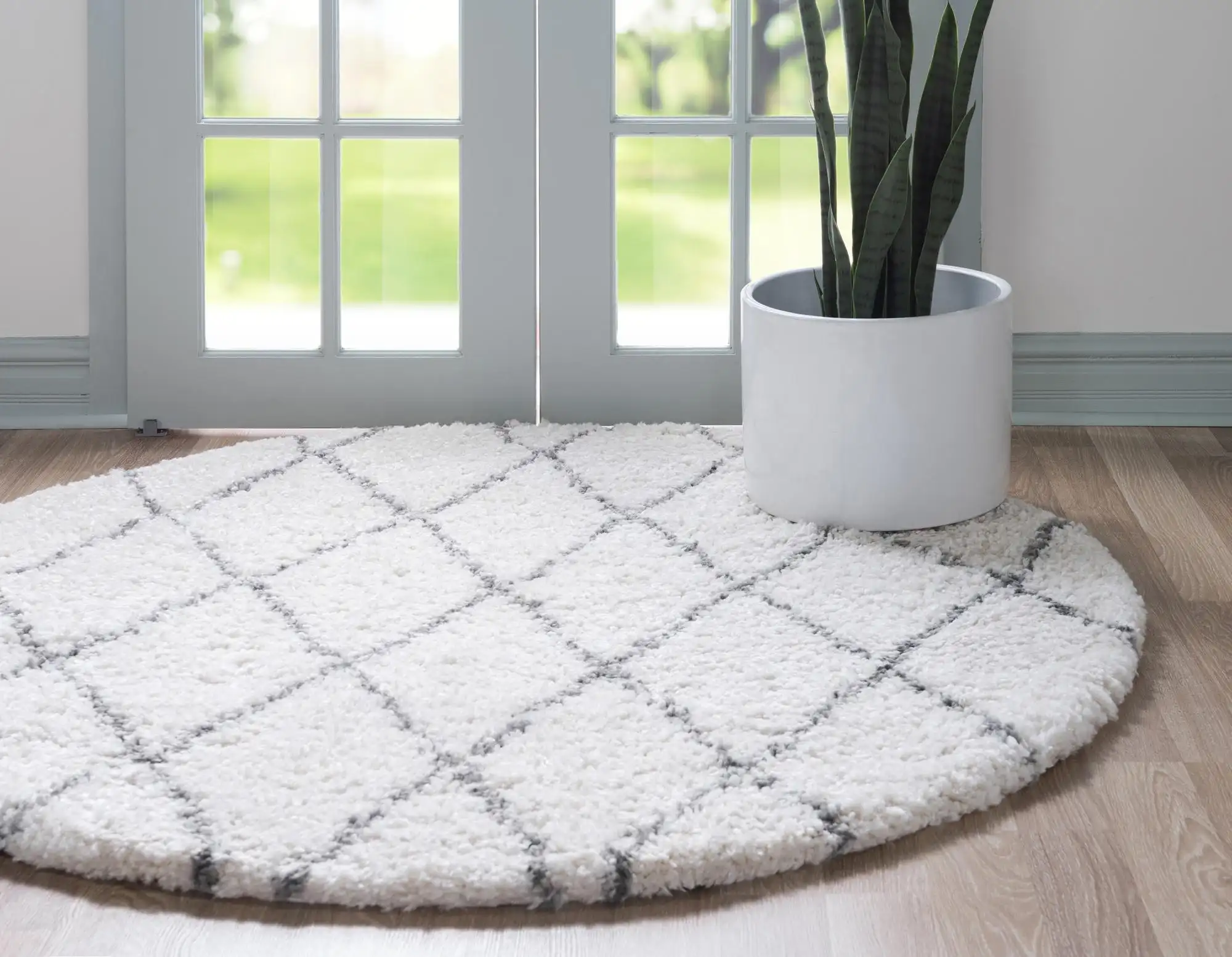 Angorahome Marrakesh Shaggy Makine Halısı 1459A Beyaz - 2