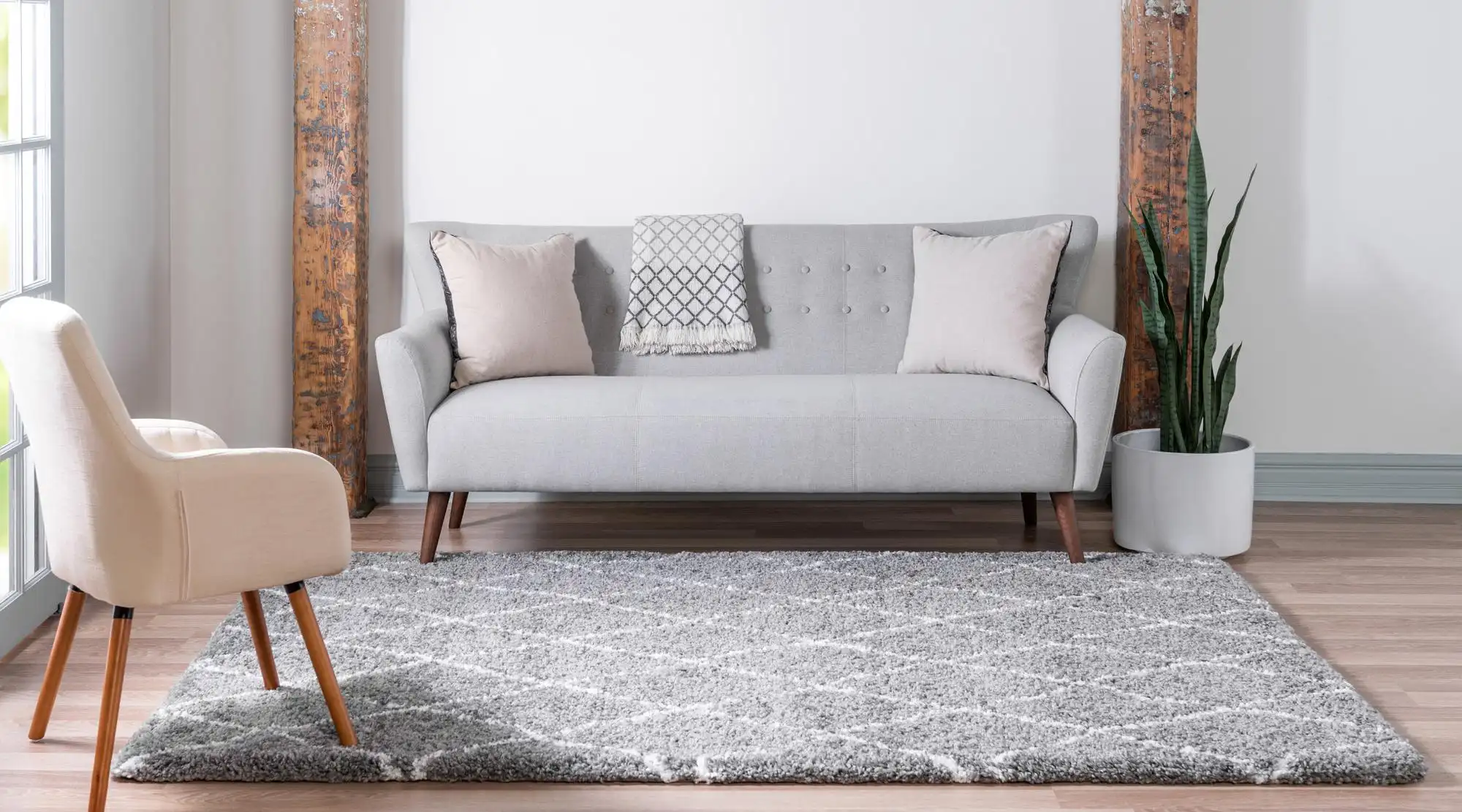 Angorahome Marrakesh Shaggy Makine Halısı 1459B Gri - 2