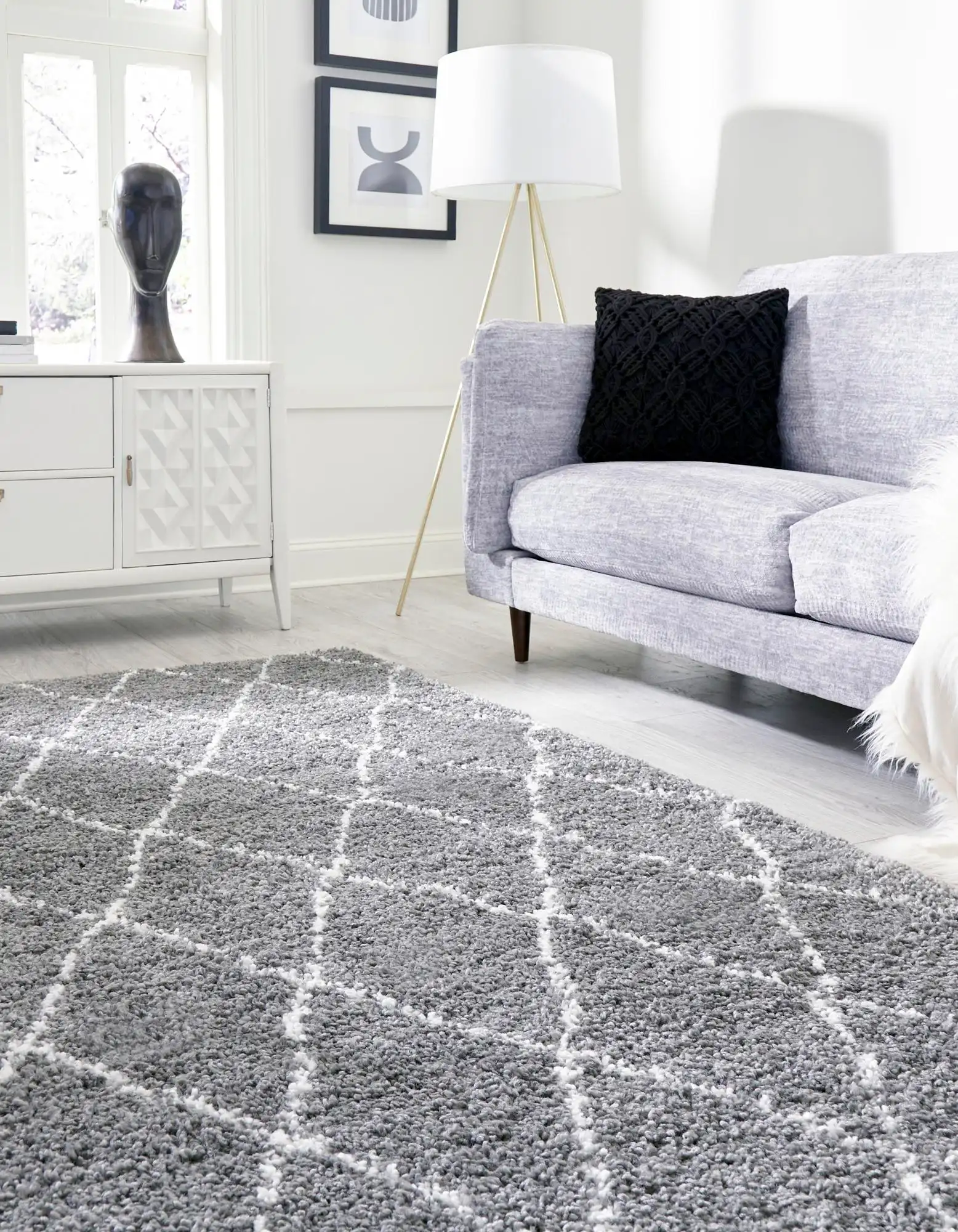 Angorahome Marrakesh Shaggy Makine Halısı 1459B Gri - 4