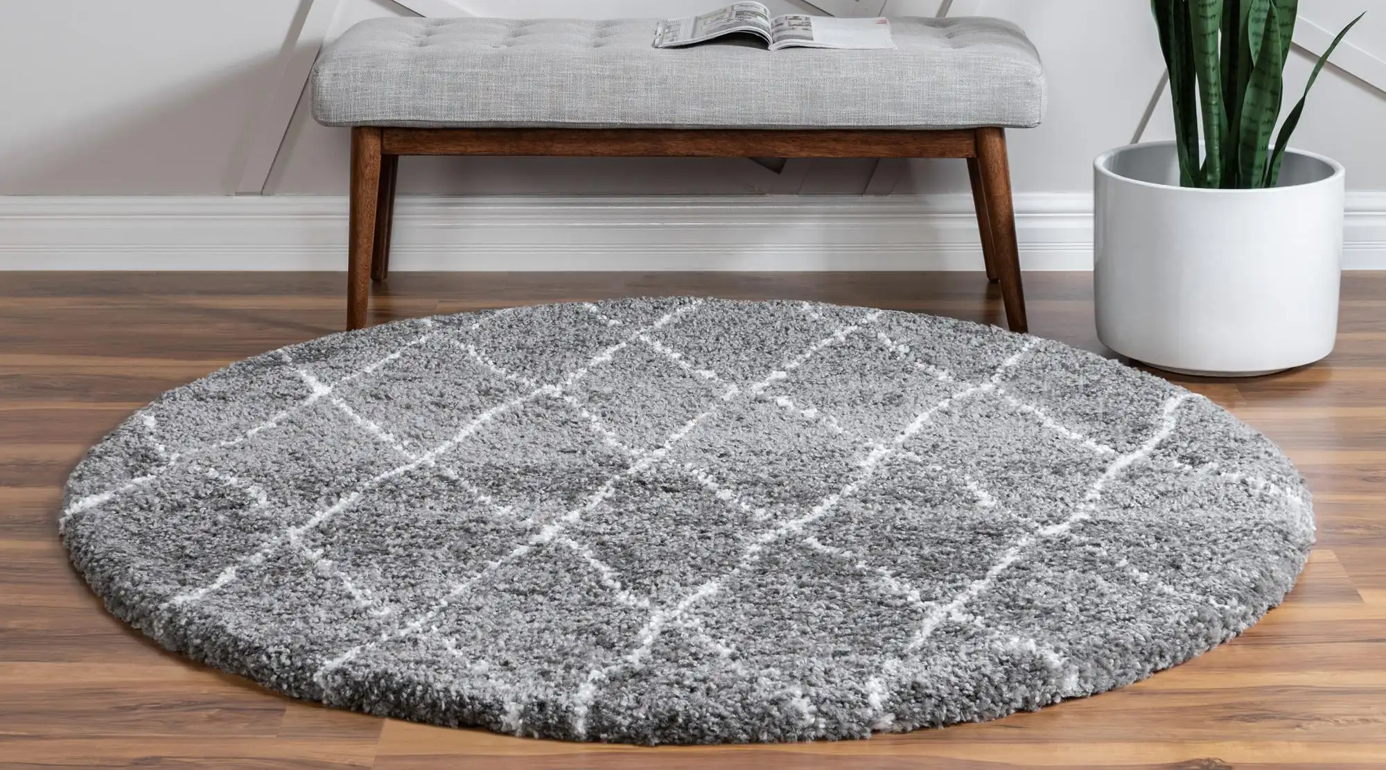 Angorahome Marrakesh Shaggy Makine Halısı 1459B Gri - 3