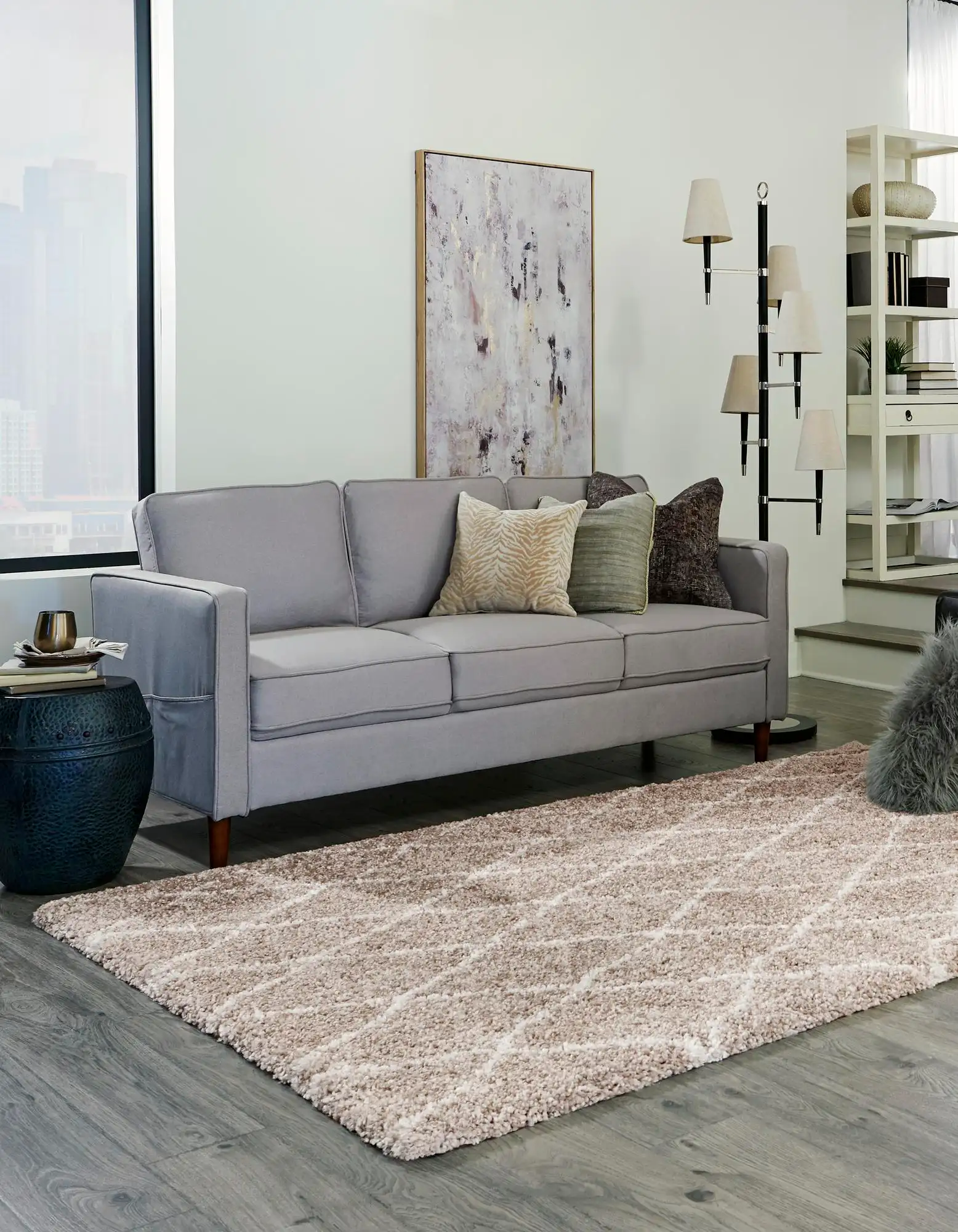 Angorahome Marrakesh Shaggy Makine Halısı 1459C Bej - 2