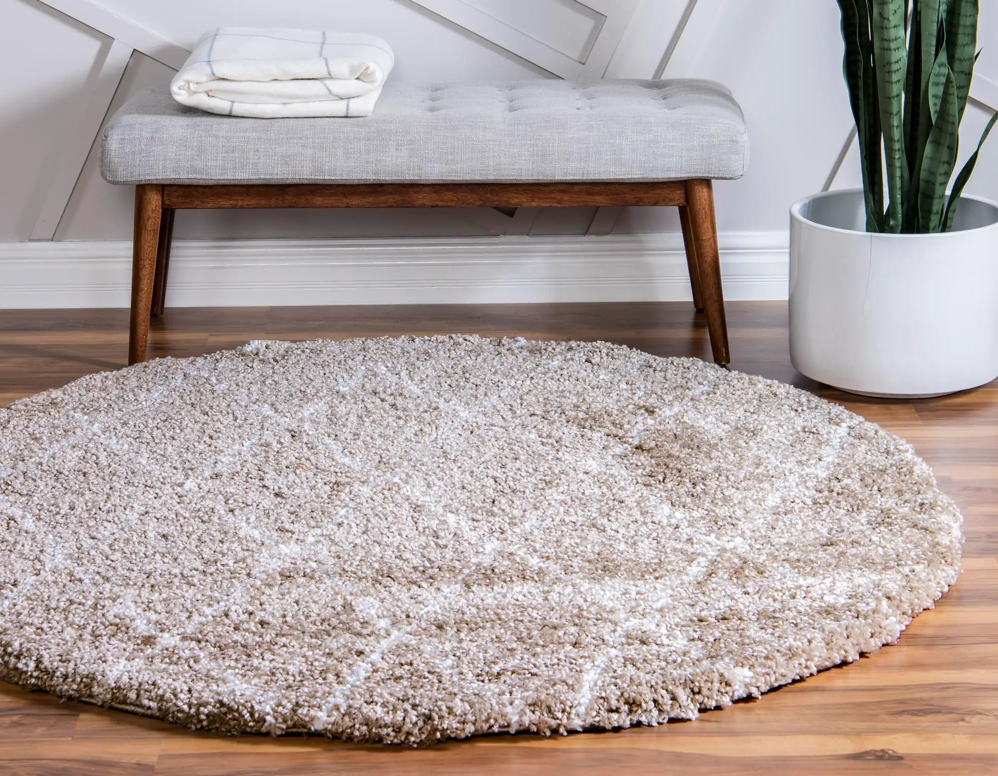 Angorahome Marrakesh Shaggy Makine Halısı 1459C Bej - 2