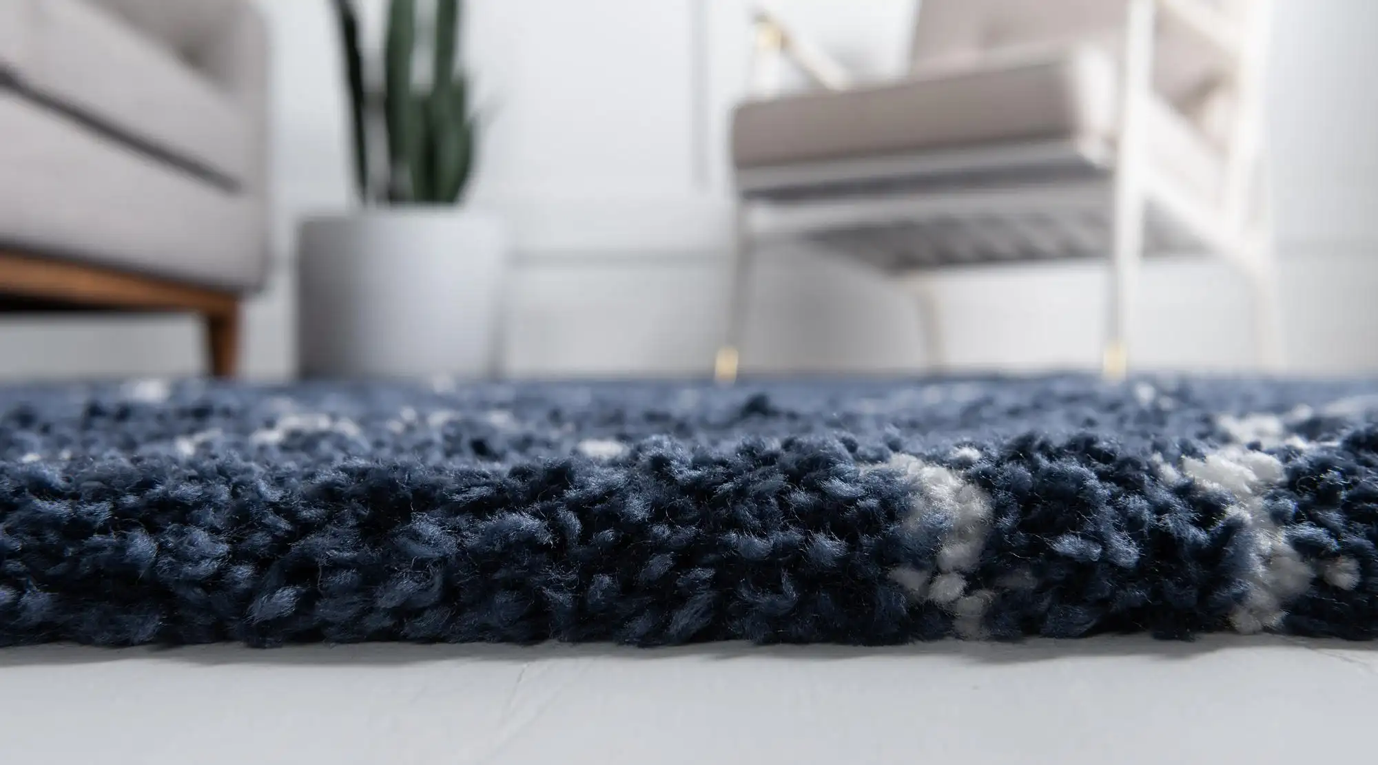 Angorahome Marrakesh Shaggy Makine Halısı 1459D Lacivert - 3