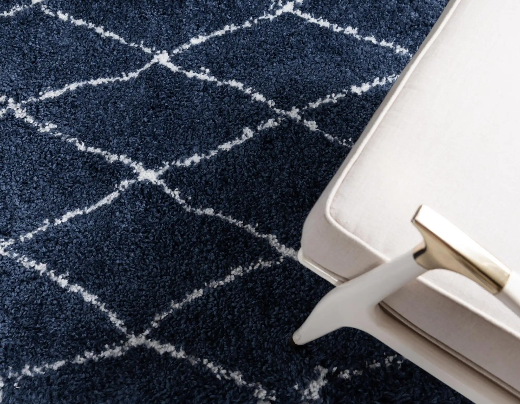 Angorahome Marrakesh Shaggy Makine Halısı 1459D Lacivert - 4