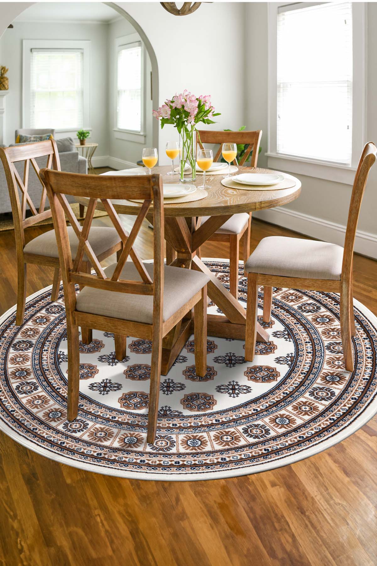 Angorahome Persian Dokuma Makine Halısı BK1001 100 x 100 Yuvarlak - 2