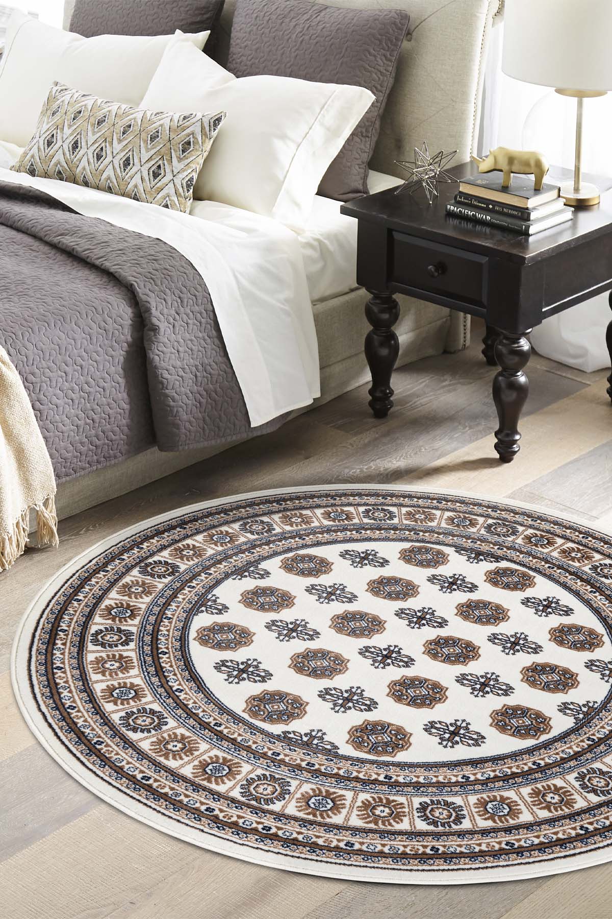 Angorahome Persian Dokuma Makine Halısı BK1001 100 x 100 Yuvarlak - 5